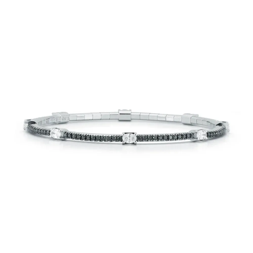 2.25CT Black Oval Diamond Stretch Bracelet