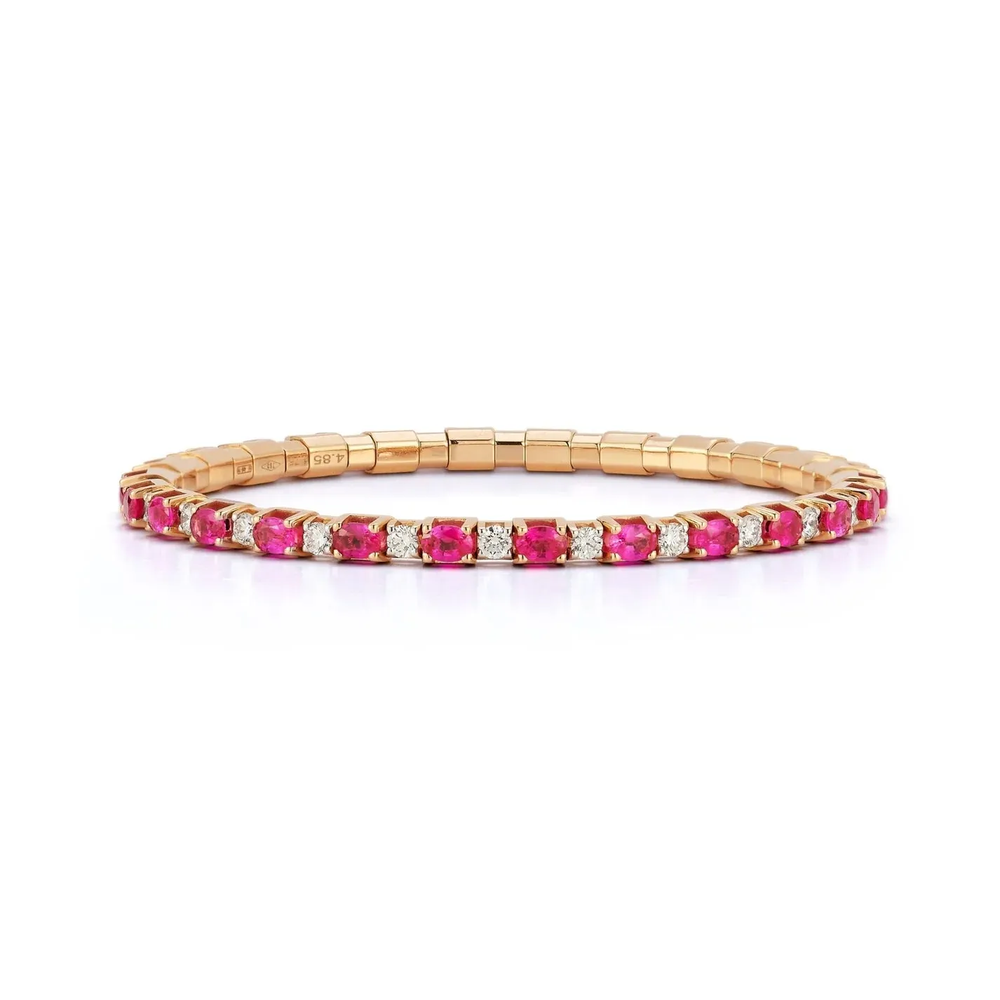 6.65CT Oval-Cut Ruby & Diamond Stretch Tennis Bracelet