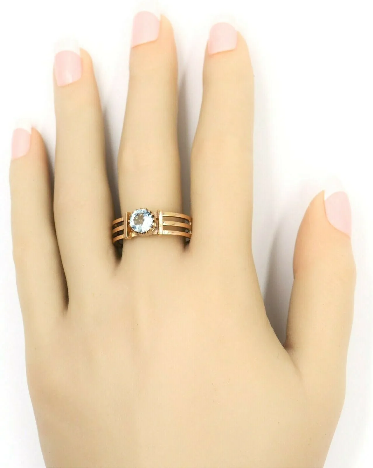 Aquamarine 15ct Yellow Gold Handmade Ring