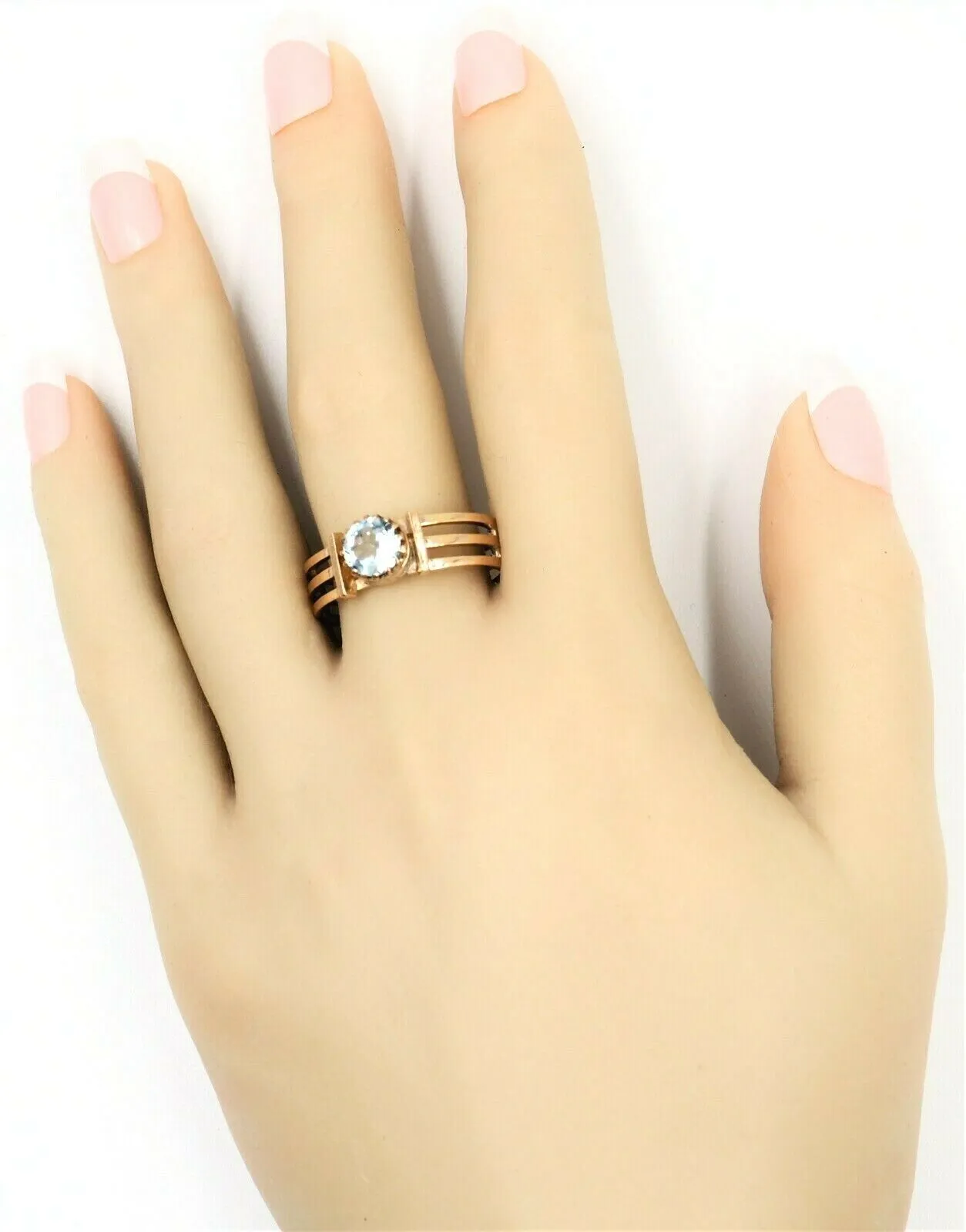 Aquamarine 15ct Yellow Gold Handmade Ring