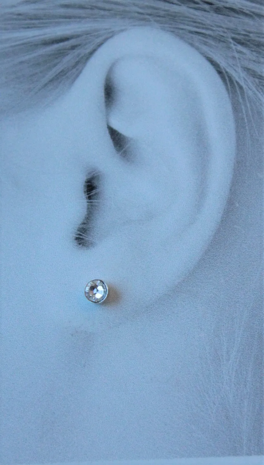 Clear Swarovski Crystal Bezels (Pure Titanium Post Earrings)