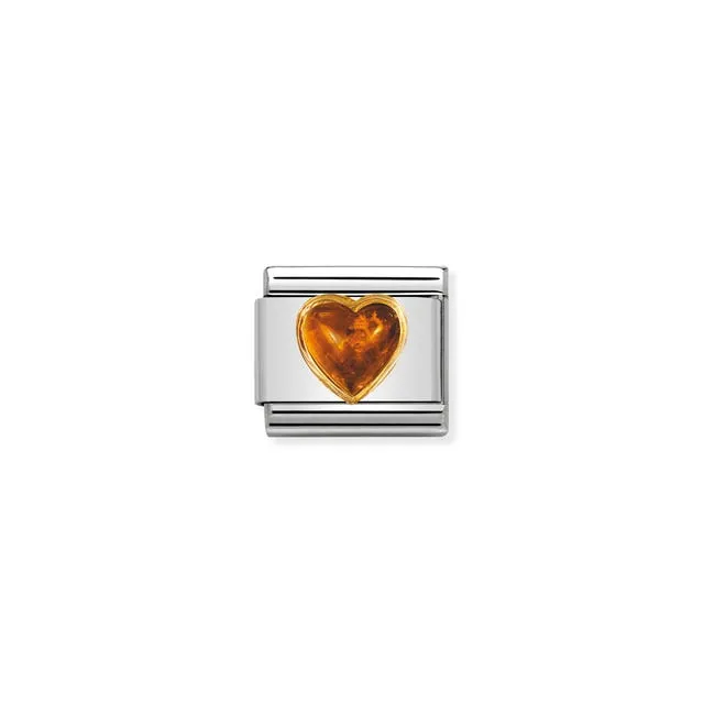 Composable Classic Amber Stone Heart Link - 030501/01