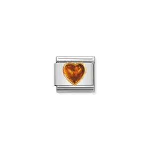 Composable Classic Amber Stone Heart Link - 030501/01