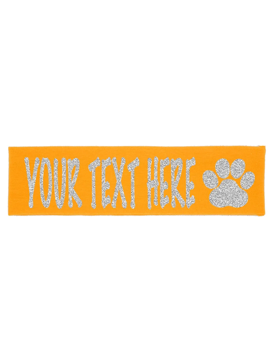 Custom Paw Headband (Cotton/Lycra) - Sparkle Letters!