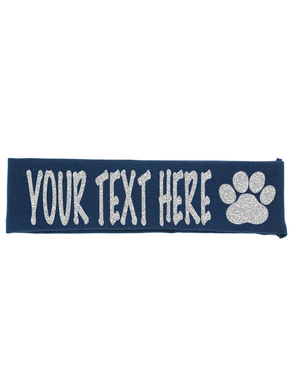 Custom Paw Headband (Cotton/Lycra) - Sparkle Letters!