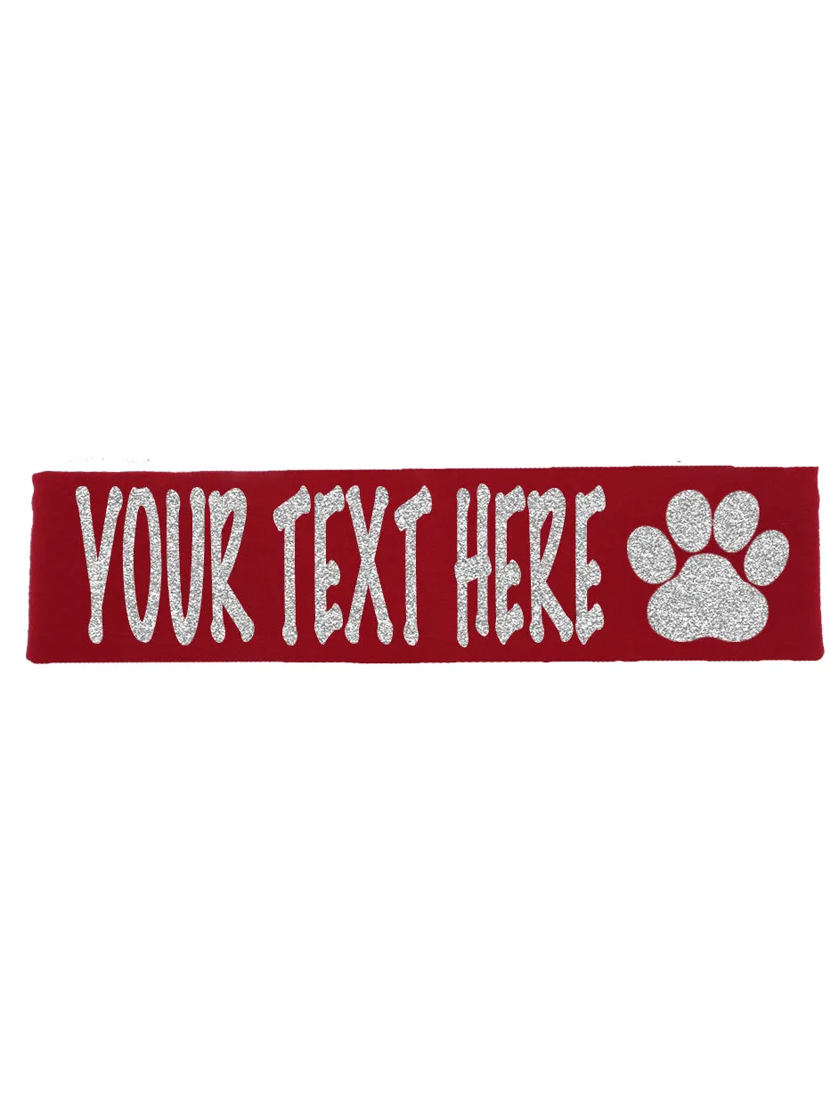 Custom Paw Headband (Cotton/Lycra) - Sparkle Letters!