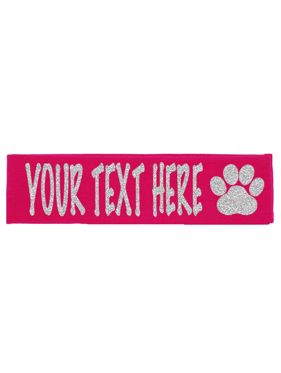 Custom Paw Headband (Cotton/Lycra) - Sparkle Letters!
