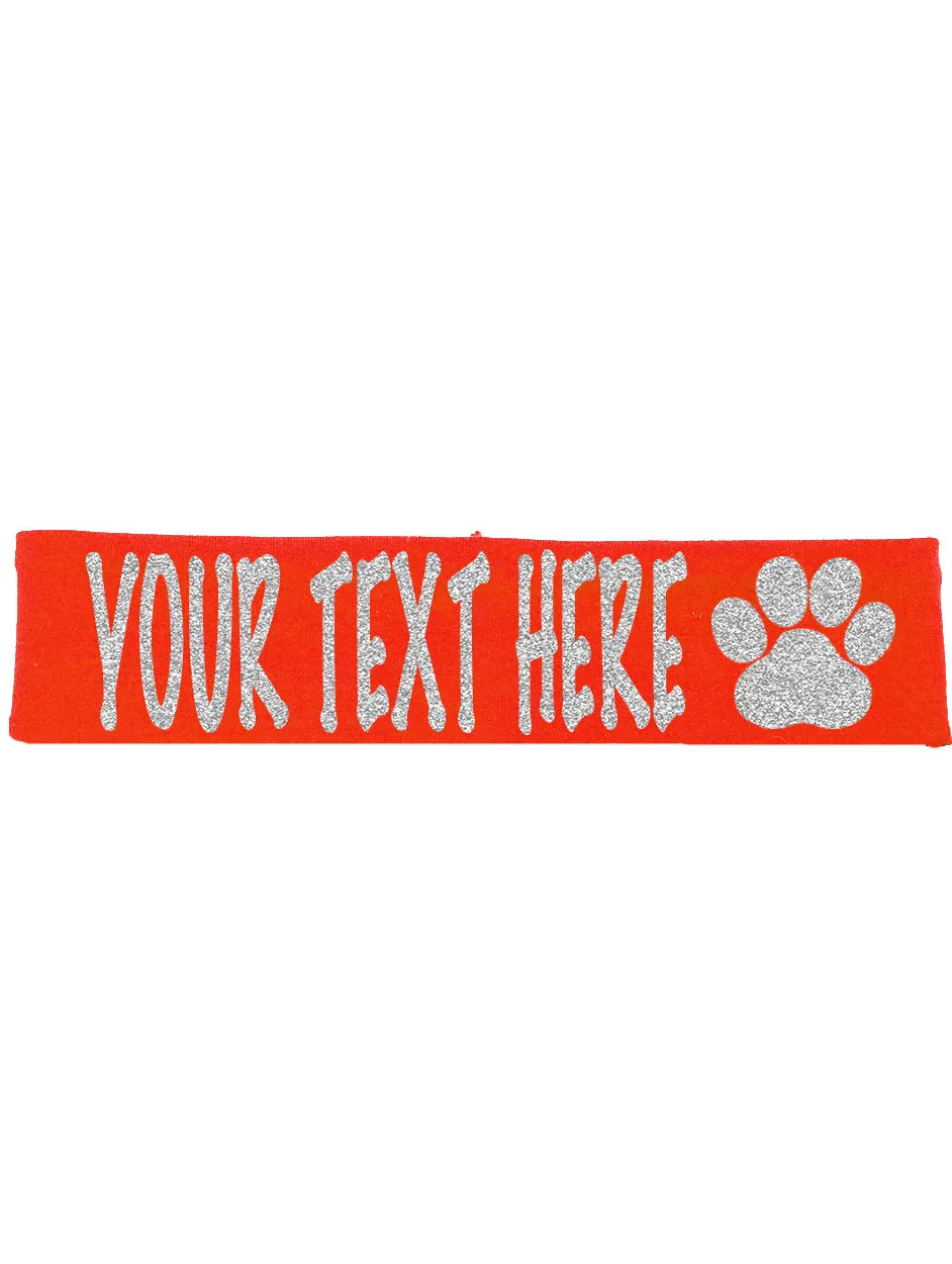 Custom Paw Headband (Cotton/Lycra) - Sparkle Letters!