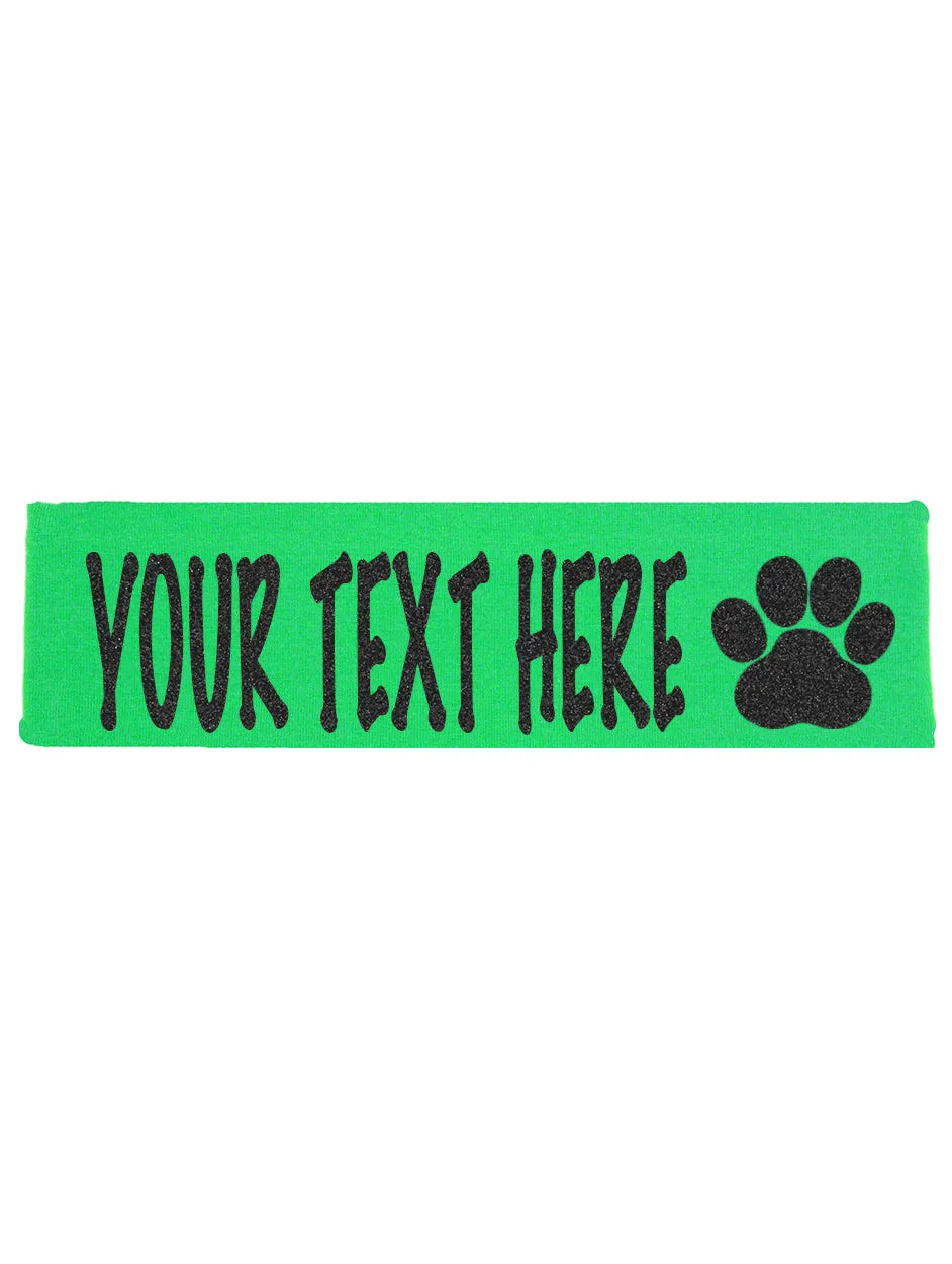 Custom Paw Headband (Cotton/Lycra) - Sparkle Letters!