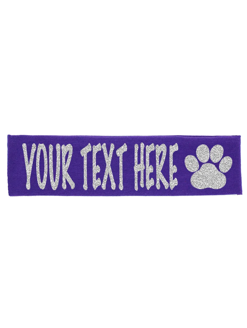 Custom Paw Headband (Cotton/Lycra) - Sparkle Letters!
