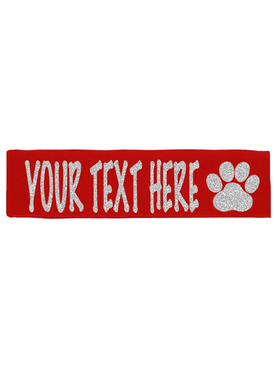 Custom Paw Headband (Cotton/Lycra) - Sparkle Letters!