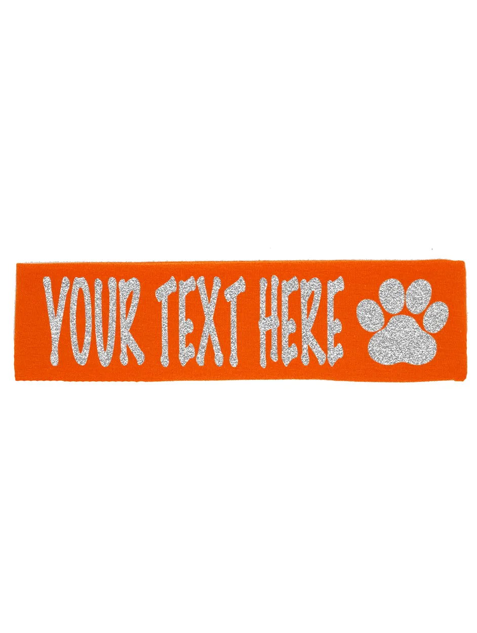 Custom Paw Headband (Cotton/Lycra) - Sparkle Letters!