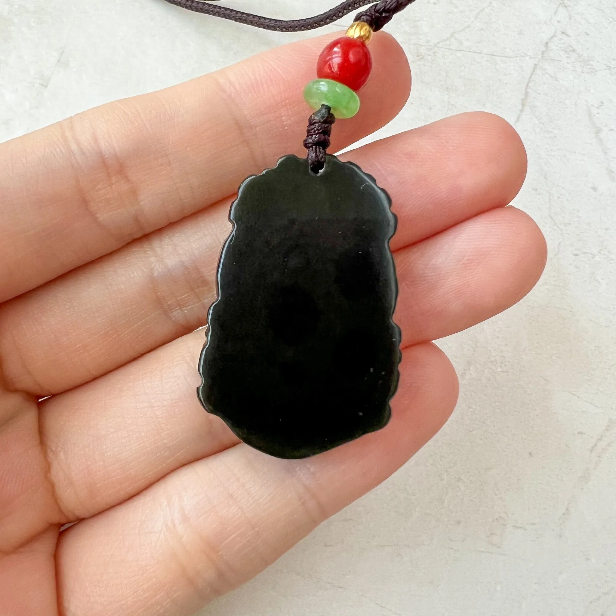 Dark Green Horse Nephrite Jade Chinese Zodiac Carved Pendant Necklace, RM-1221-1657826668