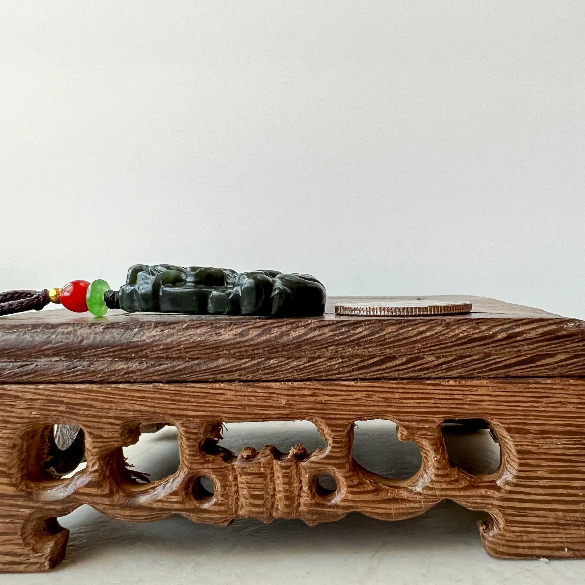 Dark Green Horse Nephrite Jade Chinese Zodiac Carved Pendant Necklace, RM-1221-1657826668