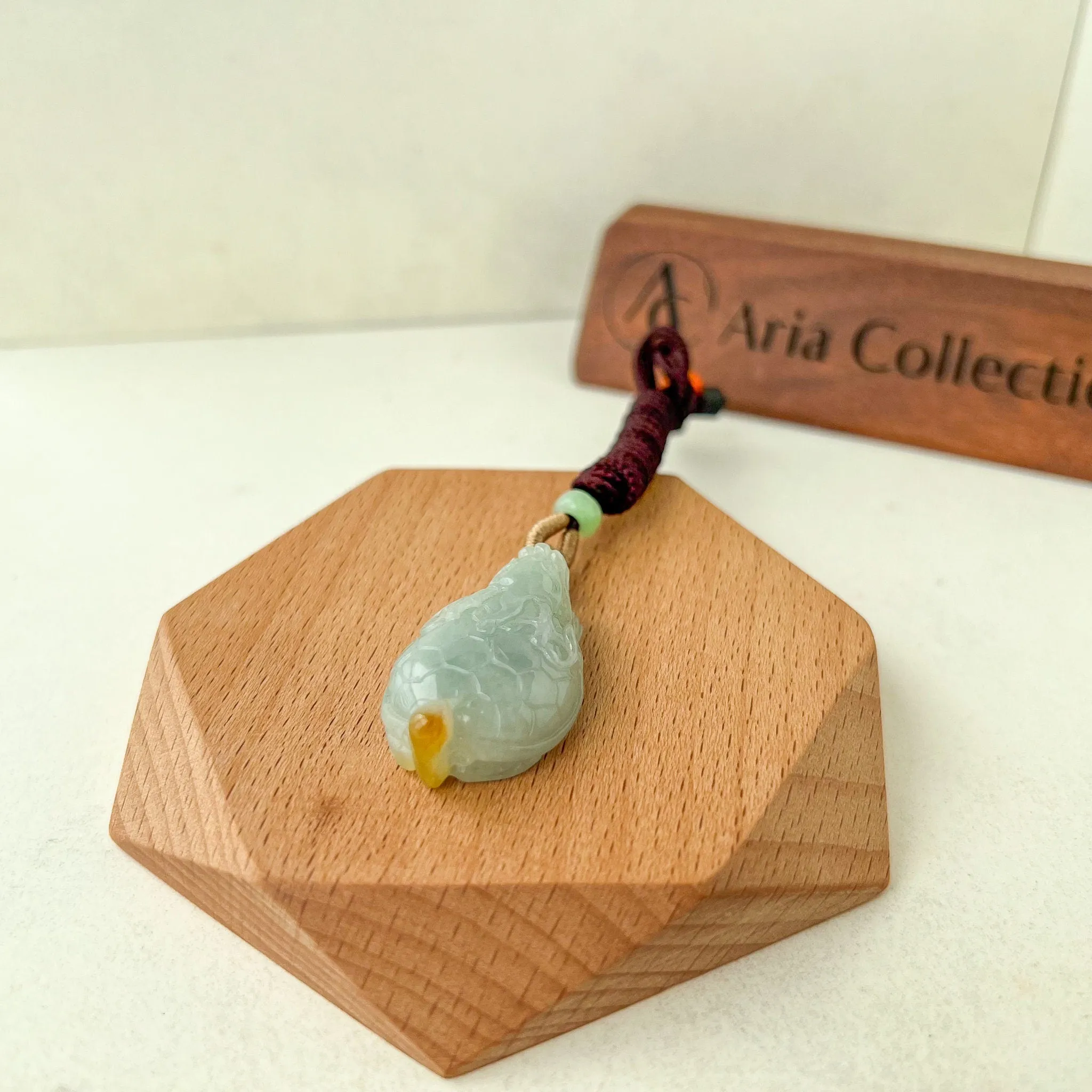 Dragon Turtle Jadeite Jade Light Green Yellow Hand Carved Pendant Necklace, XM-0423-1705251297