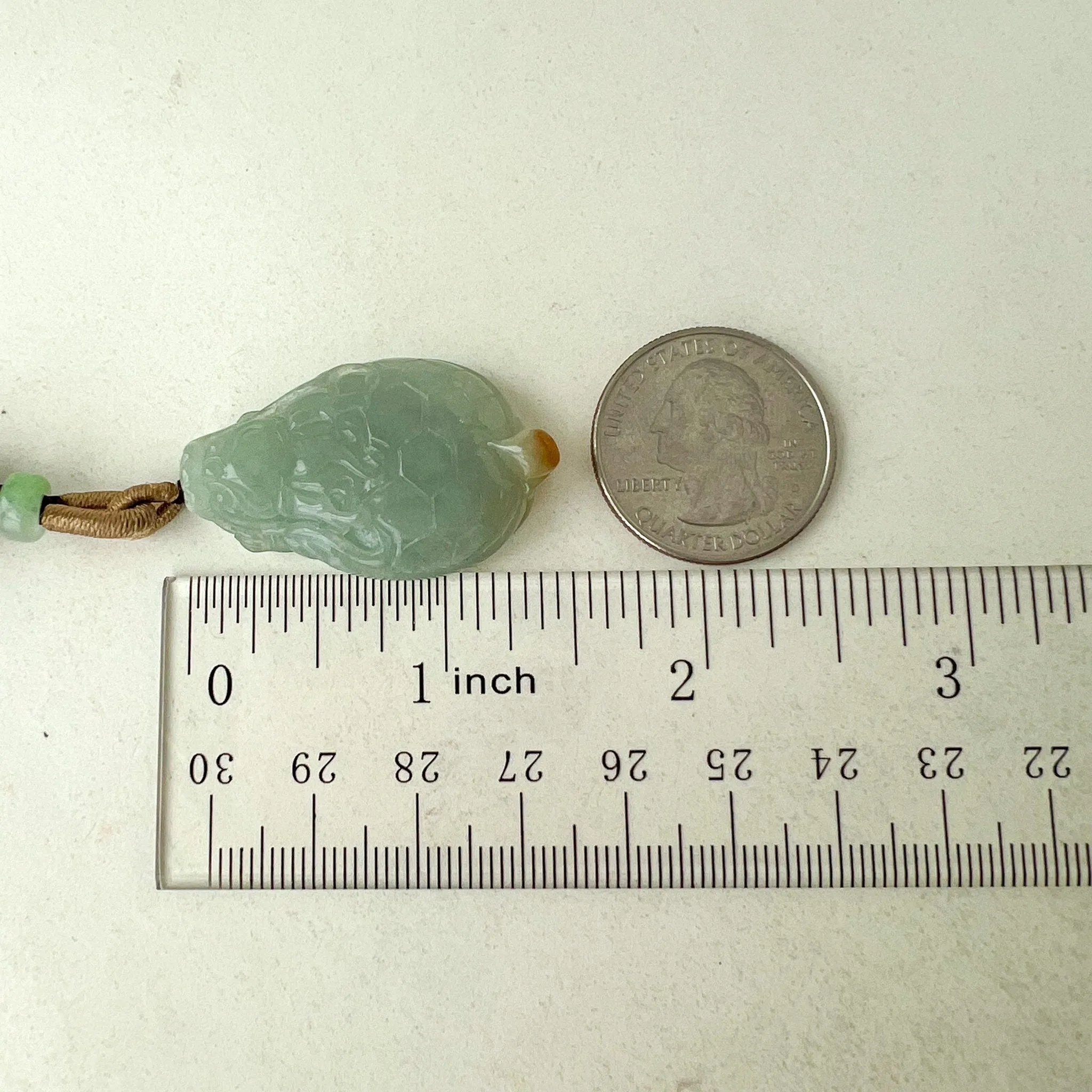 Dragon Turtle Jadeite Jade Light Green Yellow Hand Carved Pendant Necklace, XM-0423-1705251297