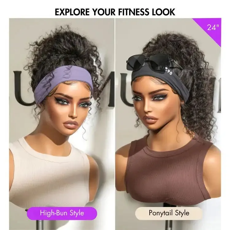 Exclusive Sale | Black / Brown Highlight Deep Wave Headband Wig (Get Free Trendy Headbands)