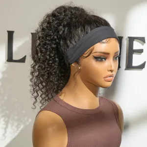 Exclusive Sale | Black / Brown Highlight Deep Wave Headband Wig (Get Free Trendy Headbands)