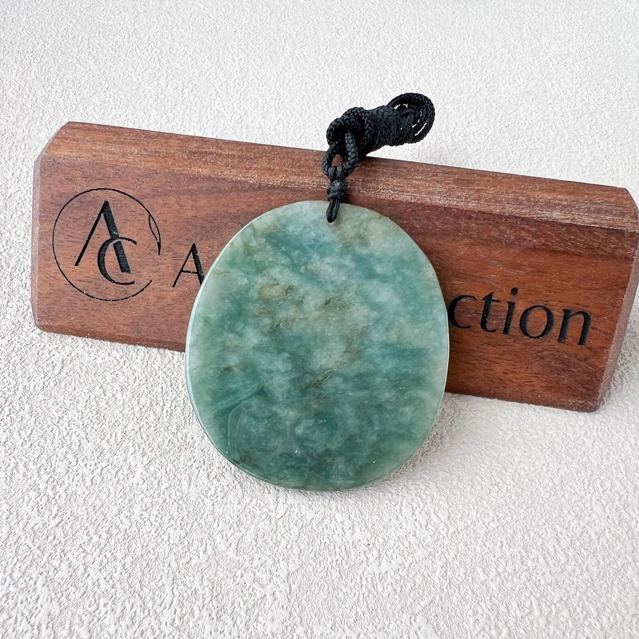 Green Blue Jadeite Jade Guan Yu Guan Gong with Dragon Carved Pendant Necklace, 关公, YJ-0722-0013033