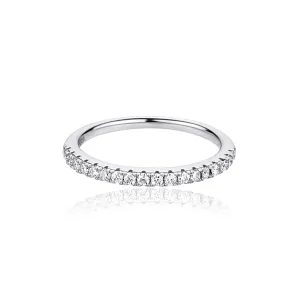 Half Accented Eternity Moissanite Diamond Engagement Band in Yellow/White Gold