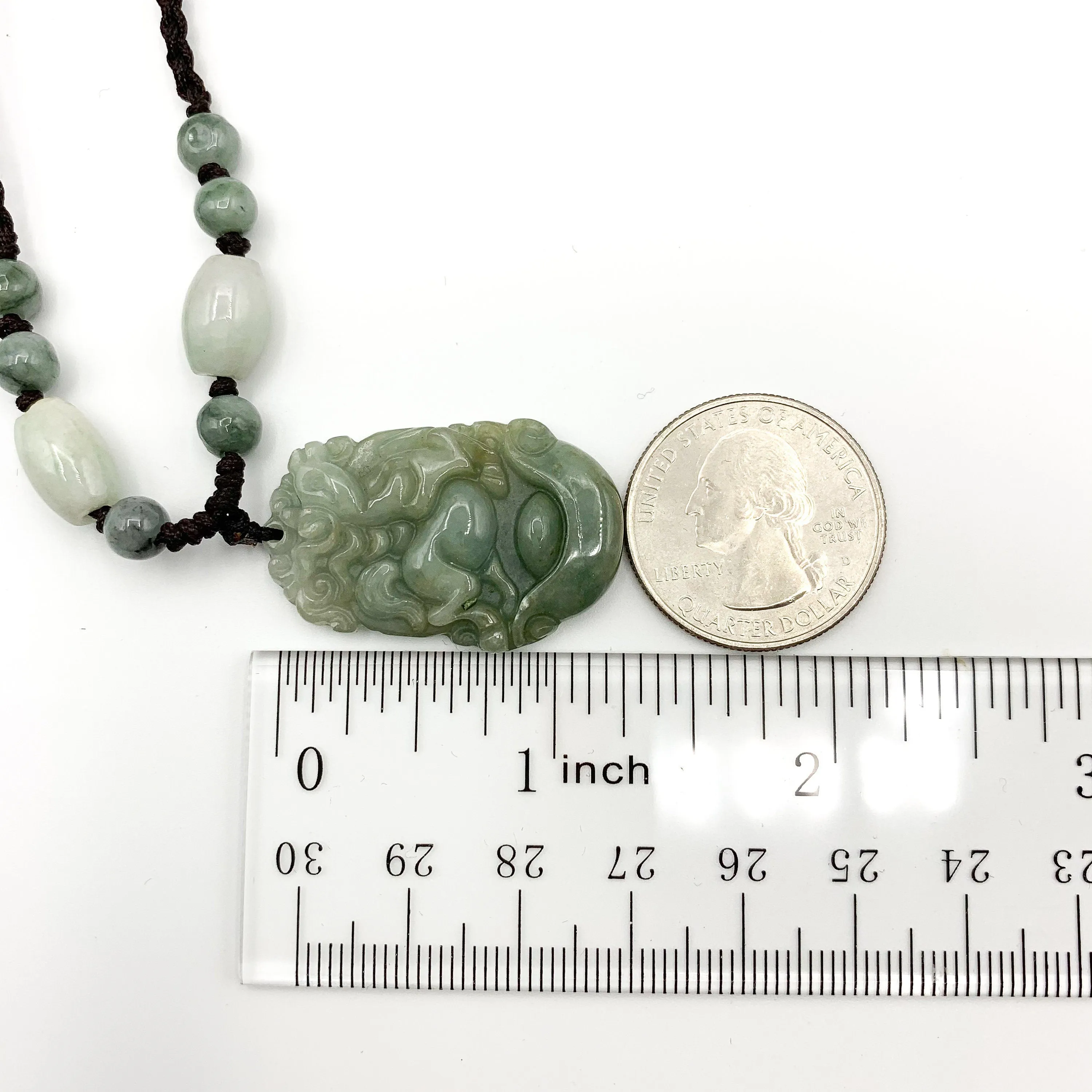 Horse Jadeite Chinese Zodiac Rustic Carved Pendant Necklace, YW-0110-1646545148