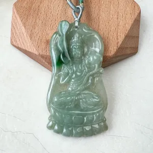 Jadeite Jade Akasagarbha Buddha, Xu Kong Zang, bodhisattva, Hư Không Tạng Bồ Tát, 虚空藏, Hand Carved Pendant Necklace, YJ-0322-0320848