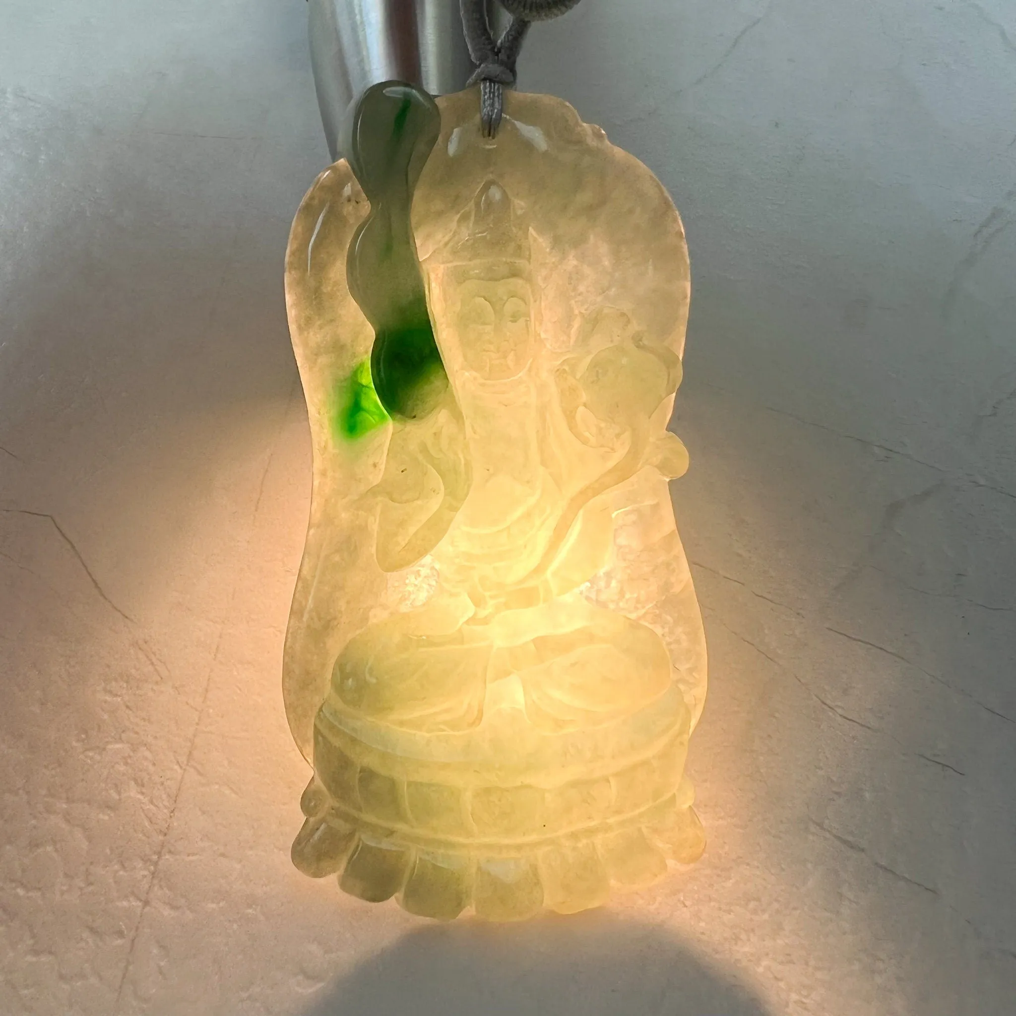 Jadeite Jade Akasagarbha Buddha, Xu Kong Zang, bodhisattva, Hư Không Tạng Bồ Tát, 虚空藏, Hand Carved Pendant Necklace, YJ-0322-0320848