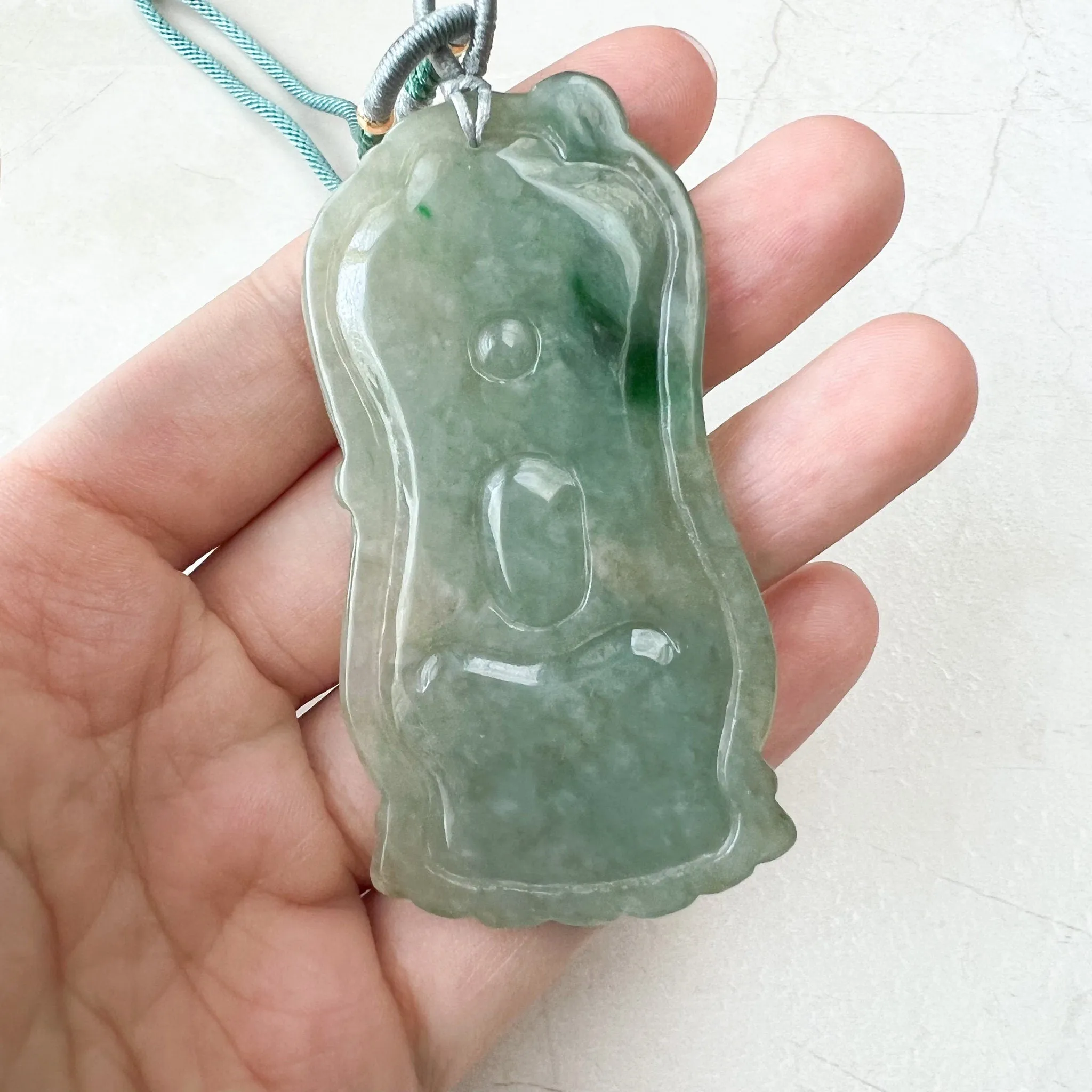 Jadeite Jade Akasagarbha Buddha, Xu Kong Zang, bodhisattva, Hư Không Tạng Bồ Tát, 虚空藏, Hand Carved Pendant Necklace, YJ-0322-0320848