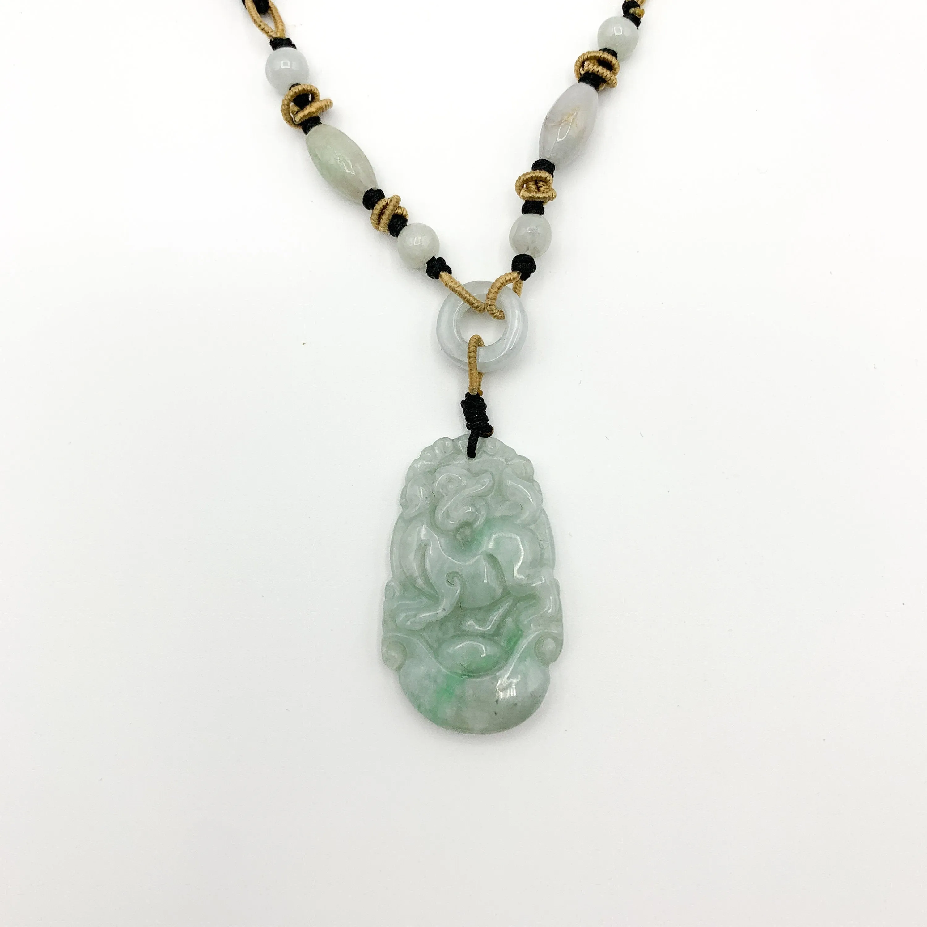 Jadeite Jade Dog Chinese Zodiac Hand Carved Red Pendant Necklace, YW-0110-1647036258