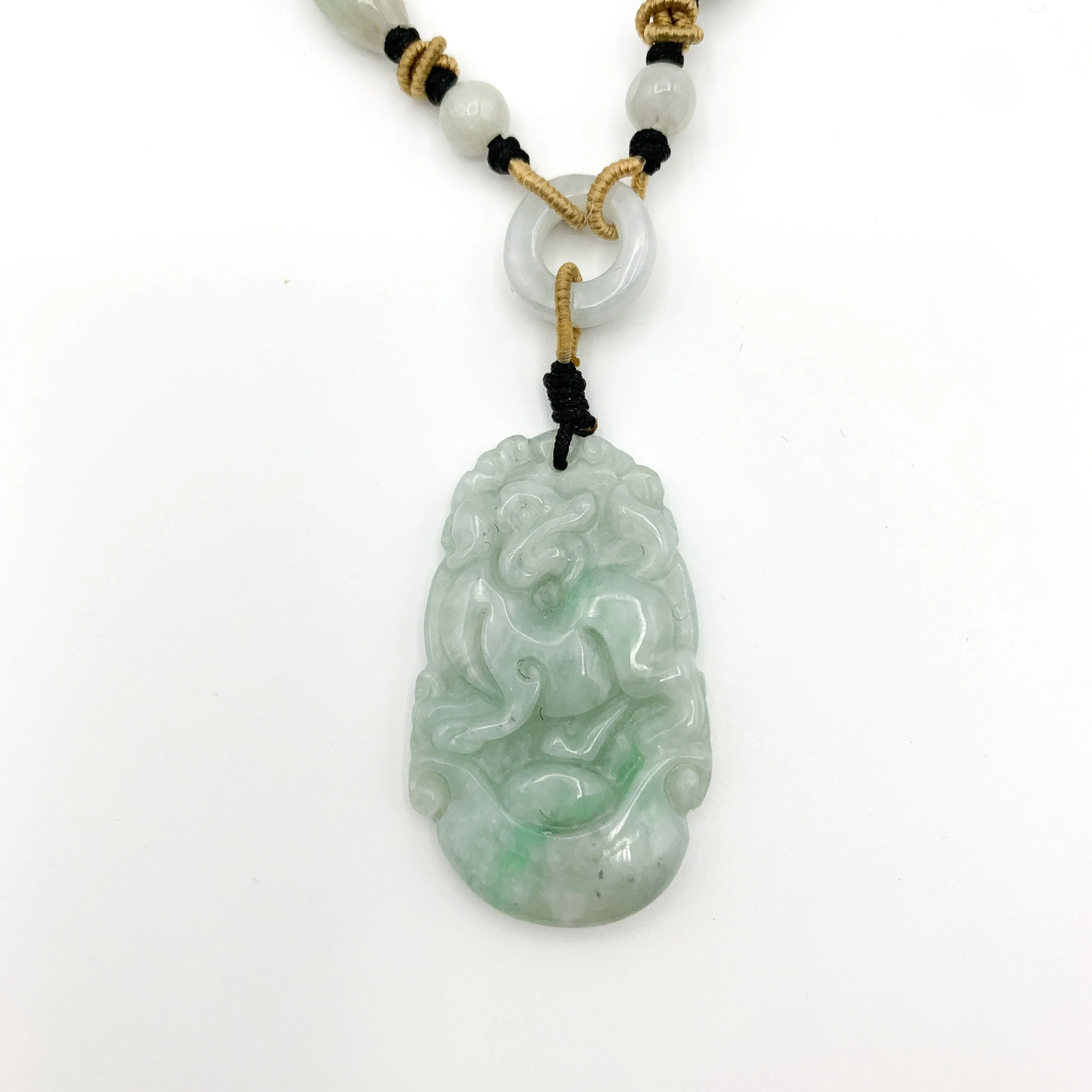 Jadeite Jade Dog Chinese Zodiac Hand Carved Red Pendant Necklace, YW-0110-1647036258