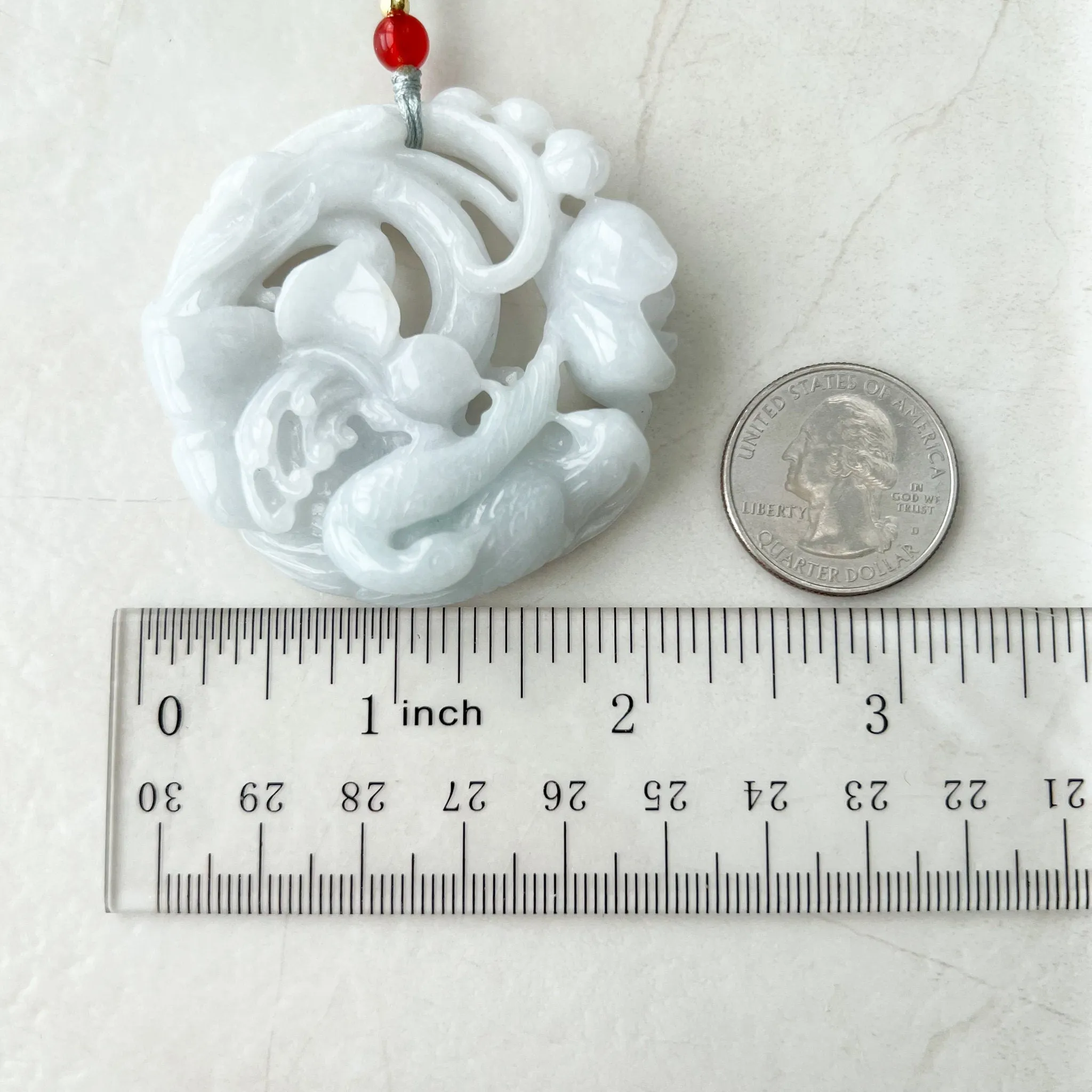 Jadeite Jade Flower Floral Twin Bird Hand Carved Pendant, ZYF-1221-1646321987