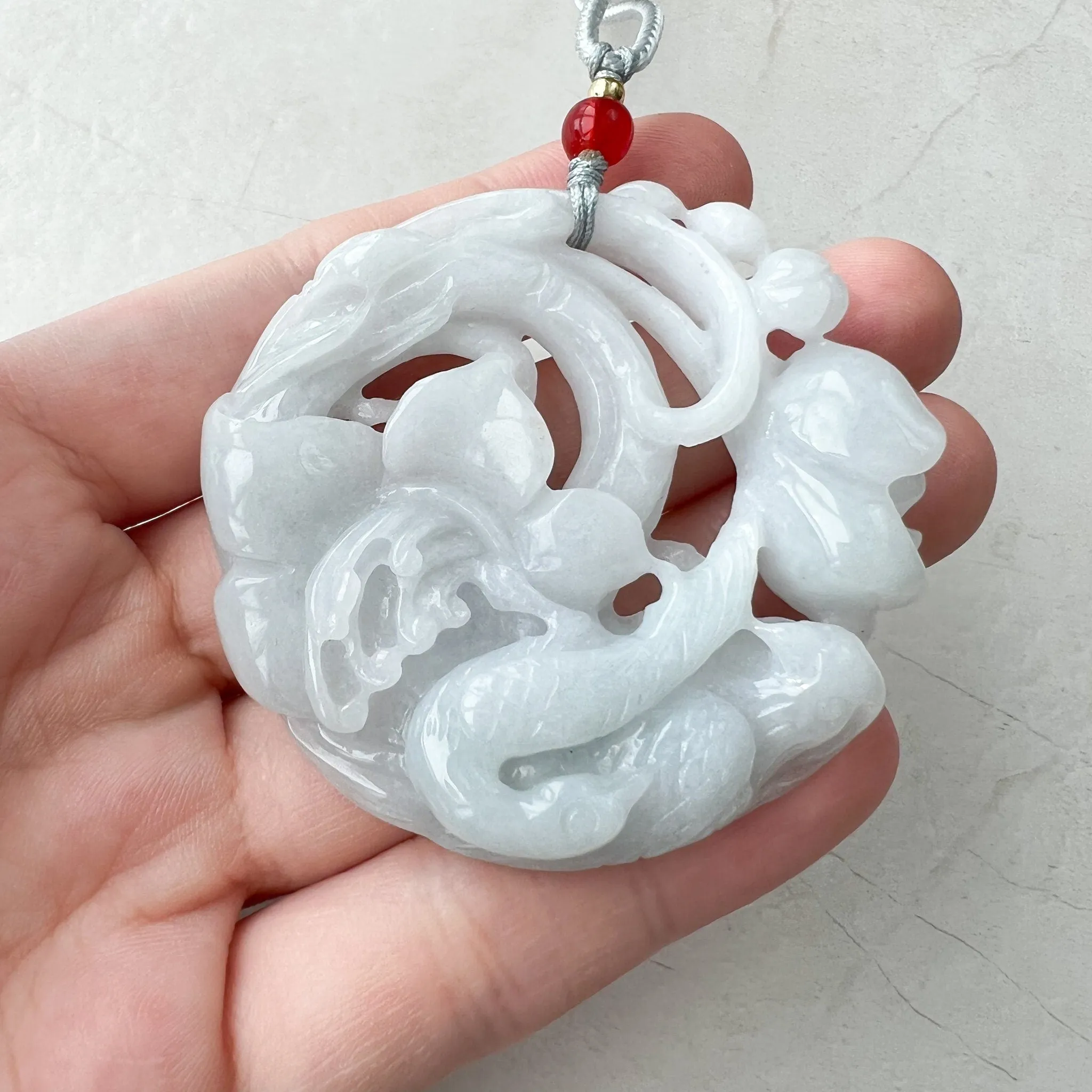 Jadeite Jade Flower Floral Twin Bird Hand Carved Pendant, ZYF-1221-1646321987