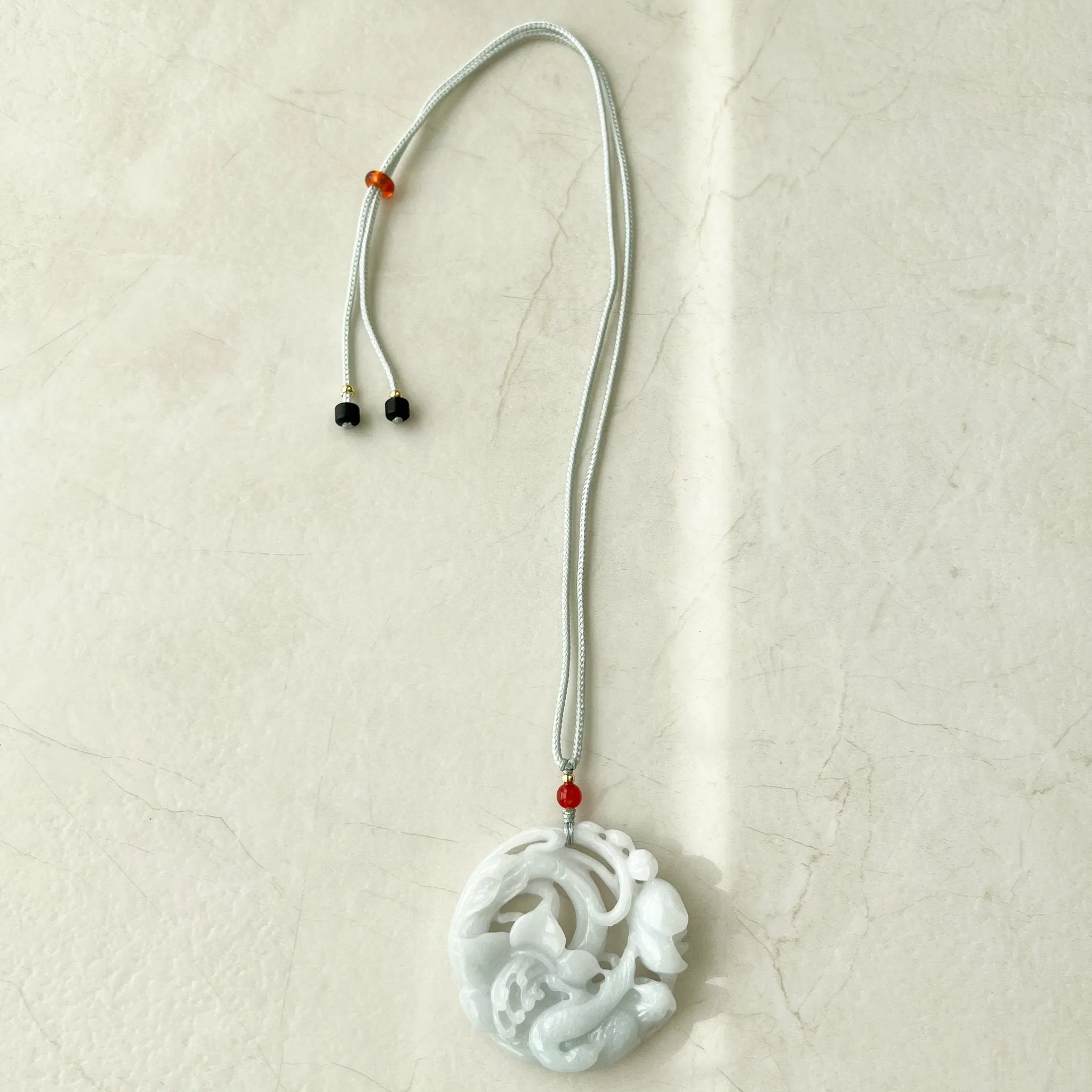 Jadeite Jade Flower Floral Twin Bird Hand Carved Pendant, ZYF-1221-1646321987