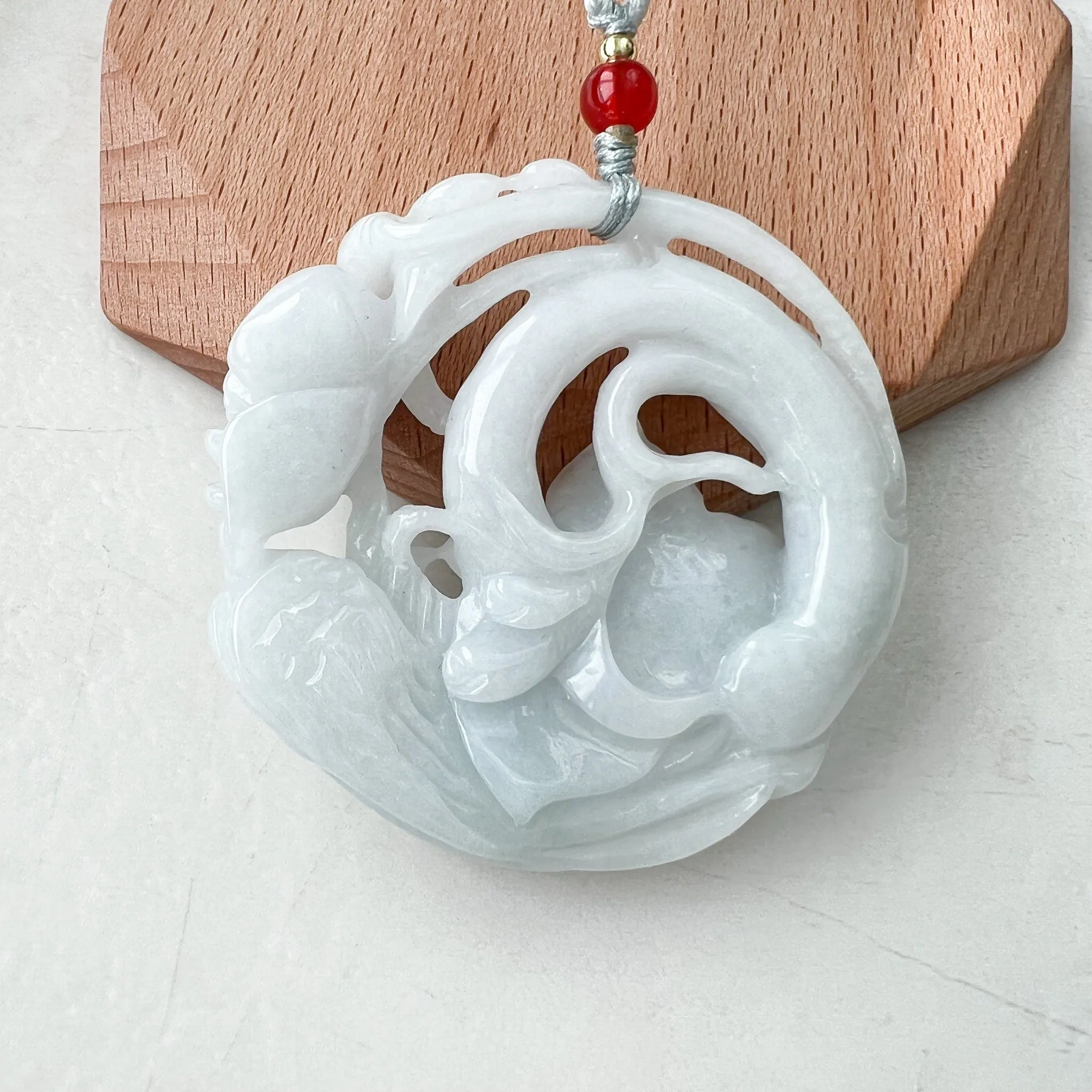 Jadeite Jade Flower Floral Twin Bird Hand Carved Pendant, ZYF-1221-1646321987
