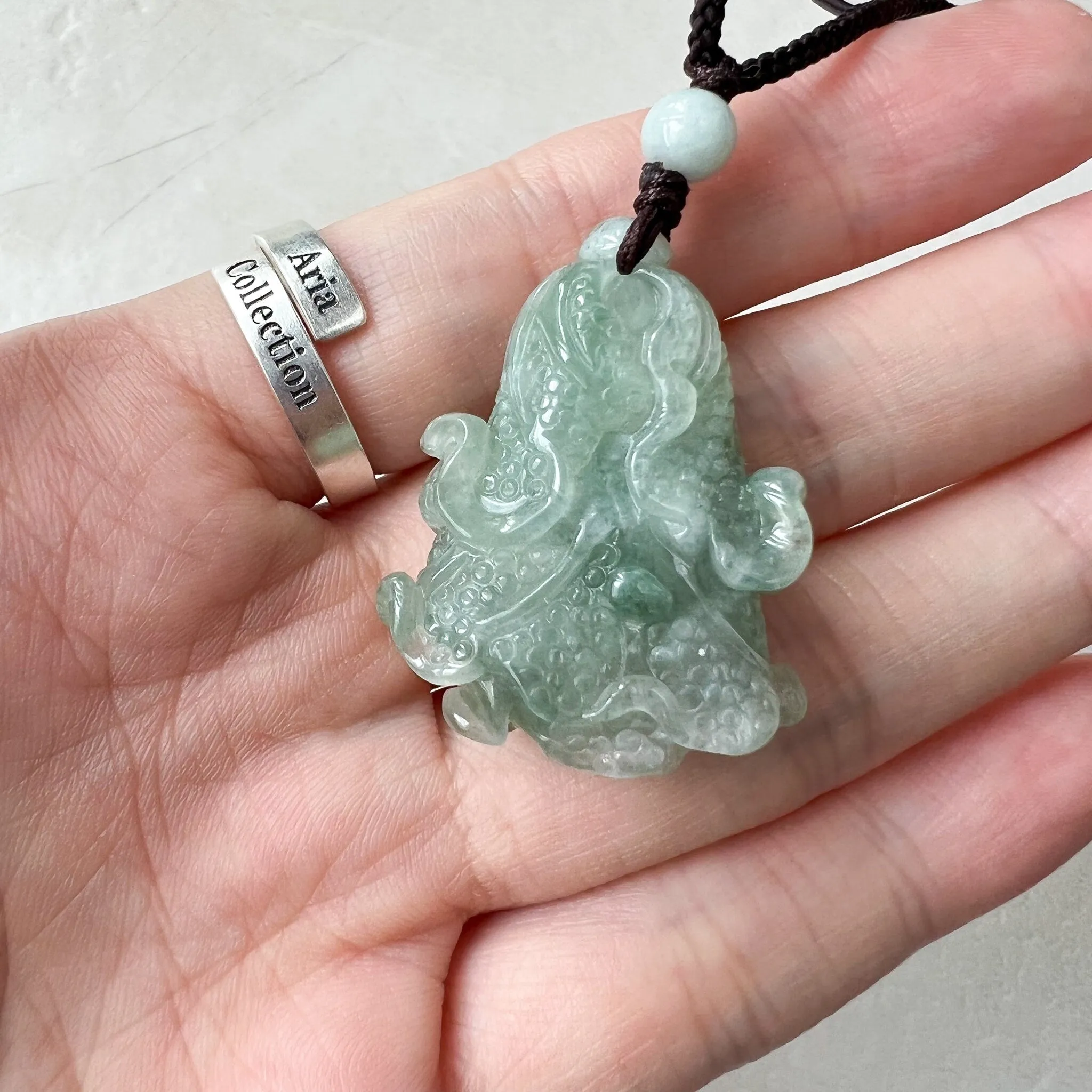 Jadeite Jade Green Cabbage Necklace, Jade Pendant, Jade Necklace, Feng Shui Necklace, YJ-0622-0410950-2