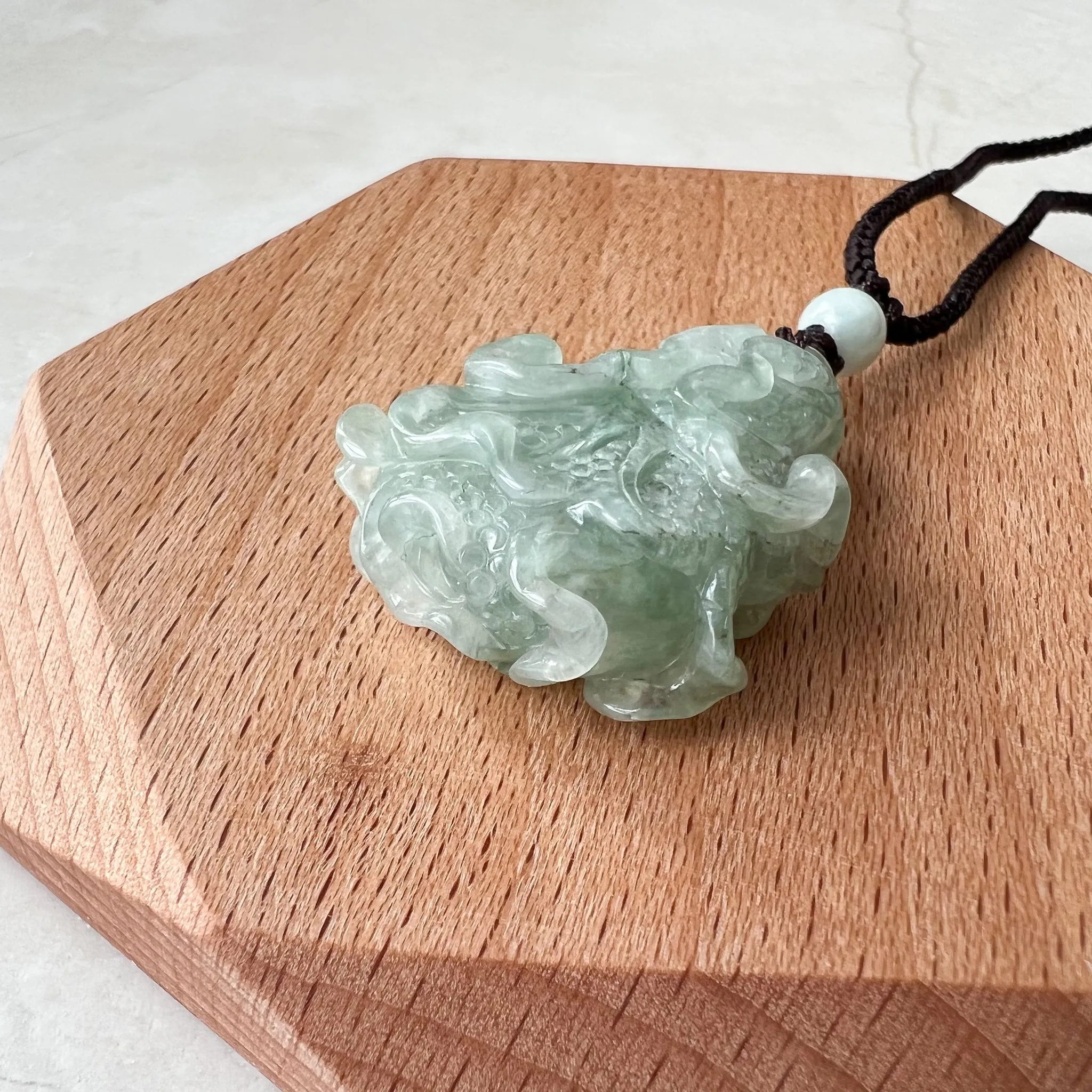 Jadeite Jade Green Cabbage Necklace, Jade Pendant, Jade Necklace, Feng Shui Necklace, YJ-0622-0410950-2
