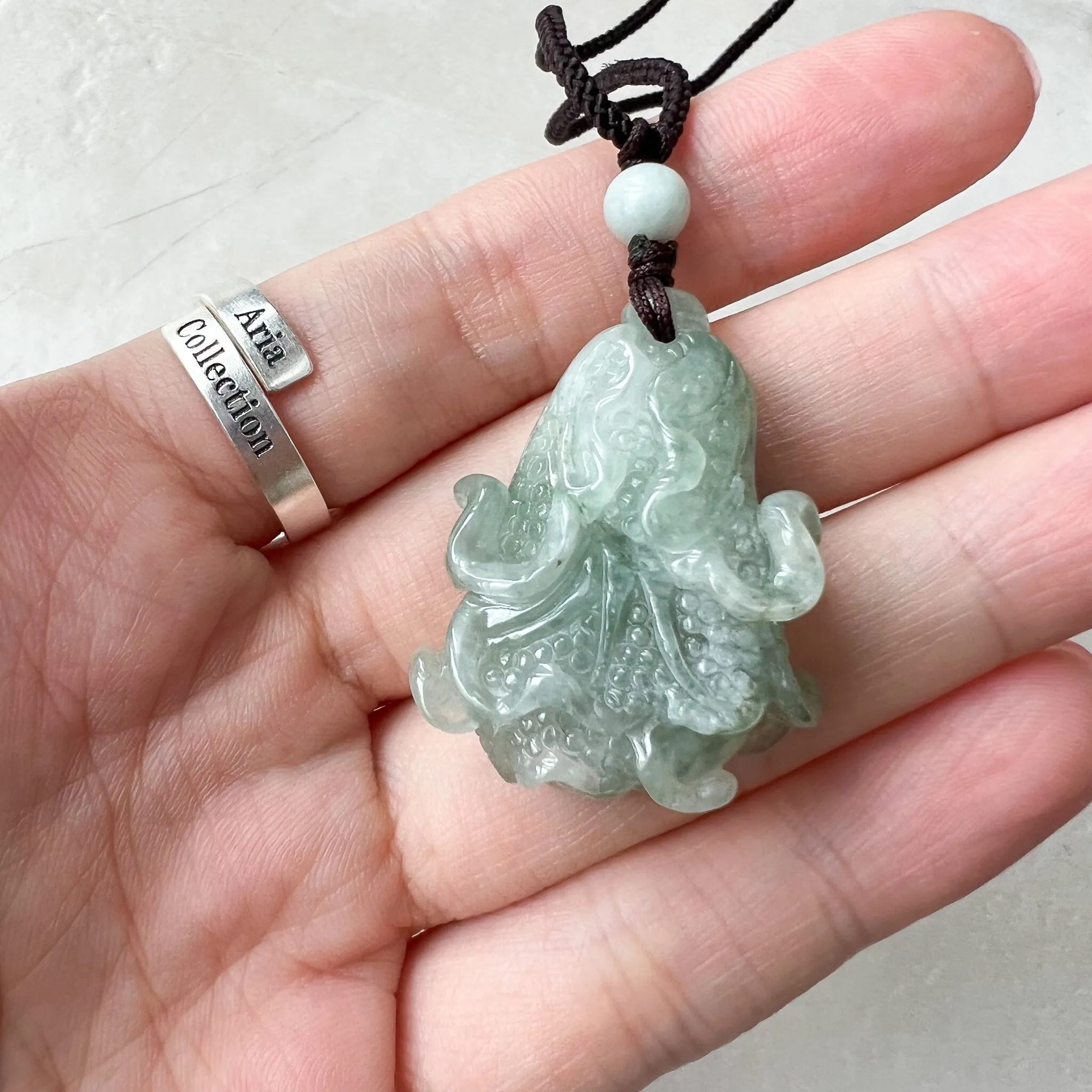 Jadeite Jade Green Cabbage Necklace, Jade Pendant, Jade Necklace, Feng Shui Necklace, YJ-0622-0410950-2