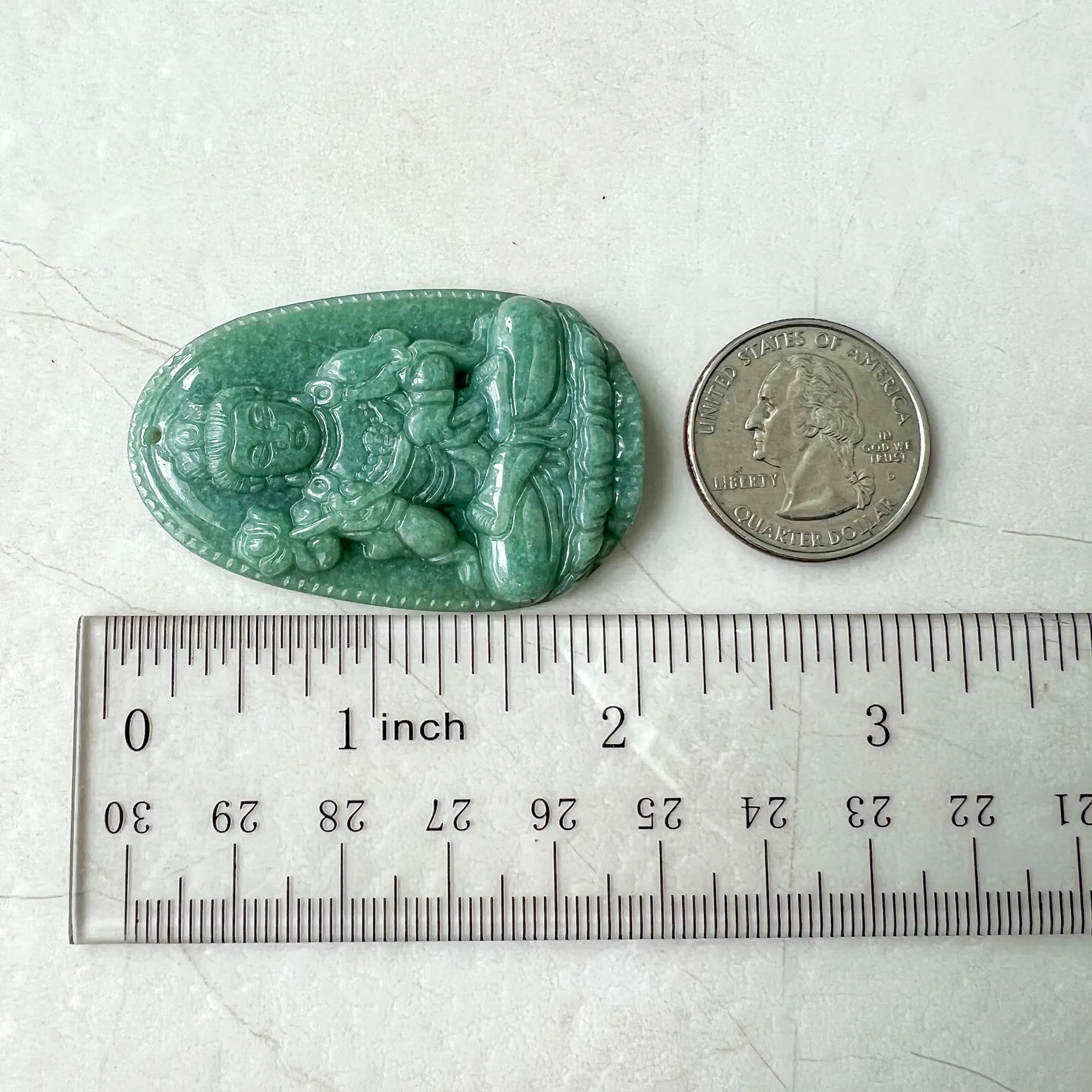 Jadeite Jade Mahasthamaprapta Buddha, Da Shi Zhi , Đại Thế Chí Bồ tát, 大势至, Green Jade Pendant Necklace, YJ-0622-0362178-7