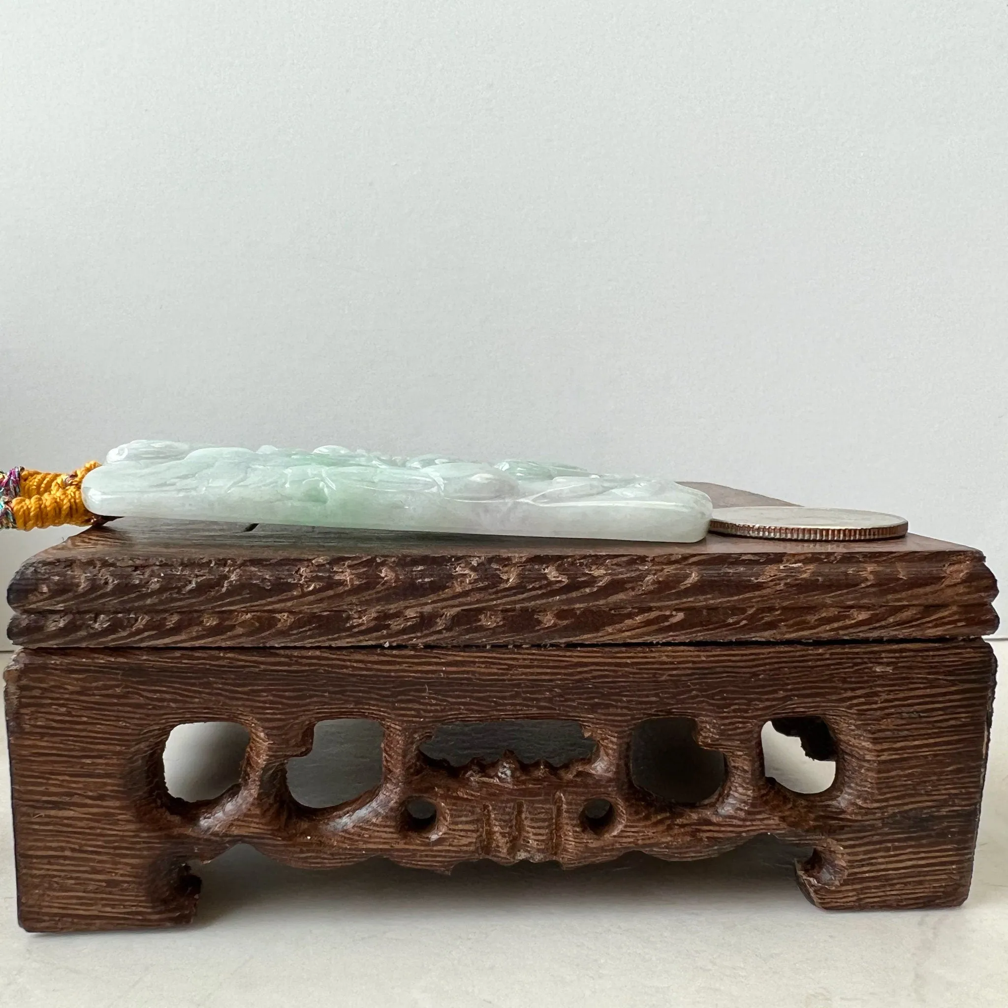 Jadeite Jade Mahasthamaprapta Buddha, Da Shi Zhi , Đại Thế Chí Bồ tát, 大势至, Large Dragon Carved Pendant Necklace, YJ-1221-0244290