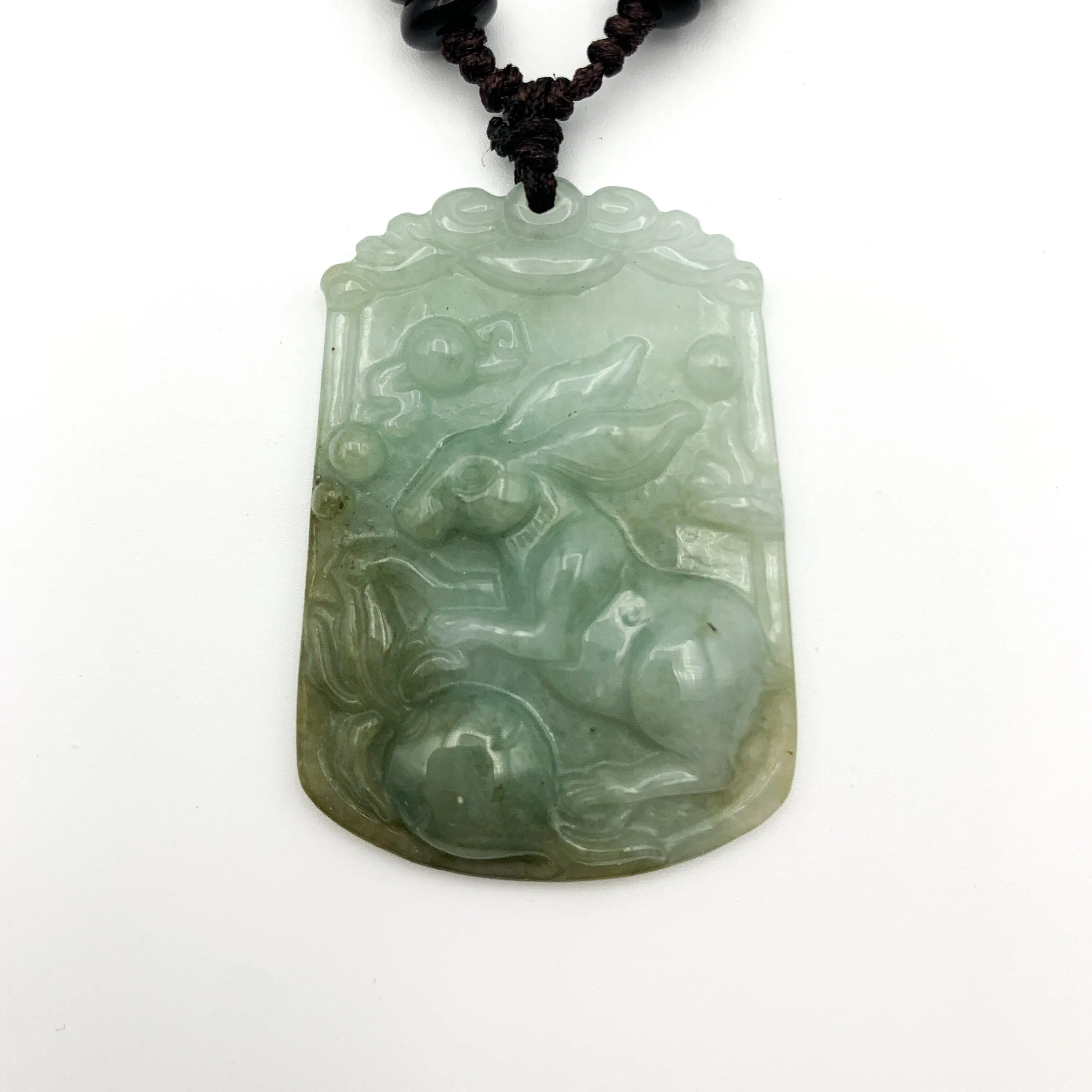 Jadeite Jade Rabbit Chinese Zodiac Carved Pendant Necklace, YW-0321-1646162277