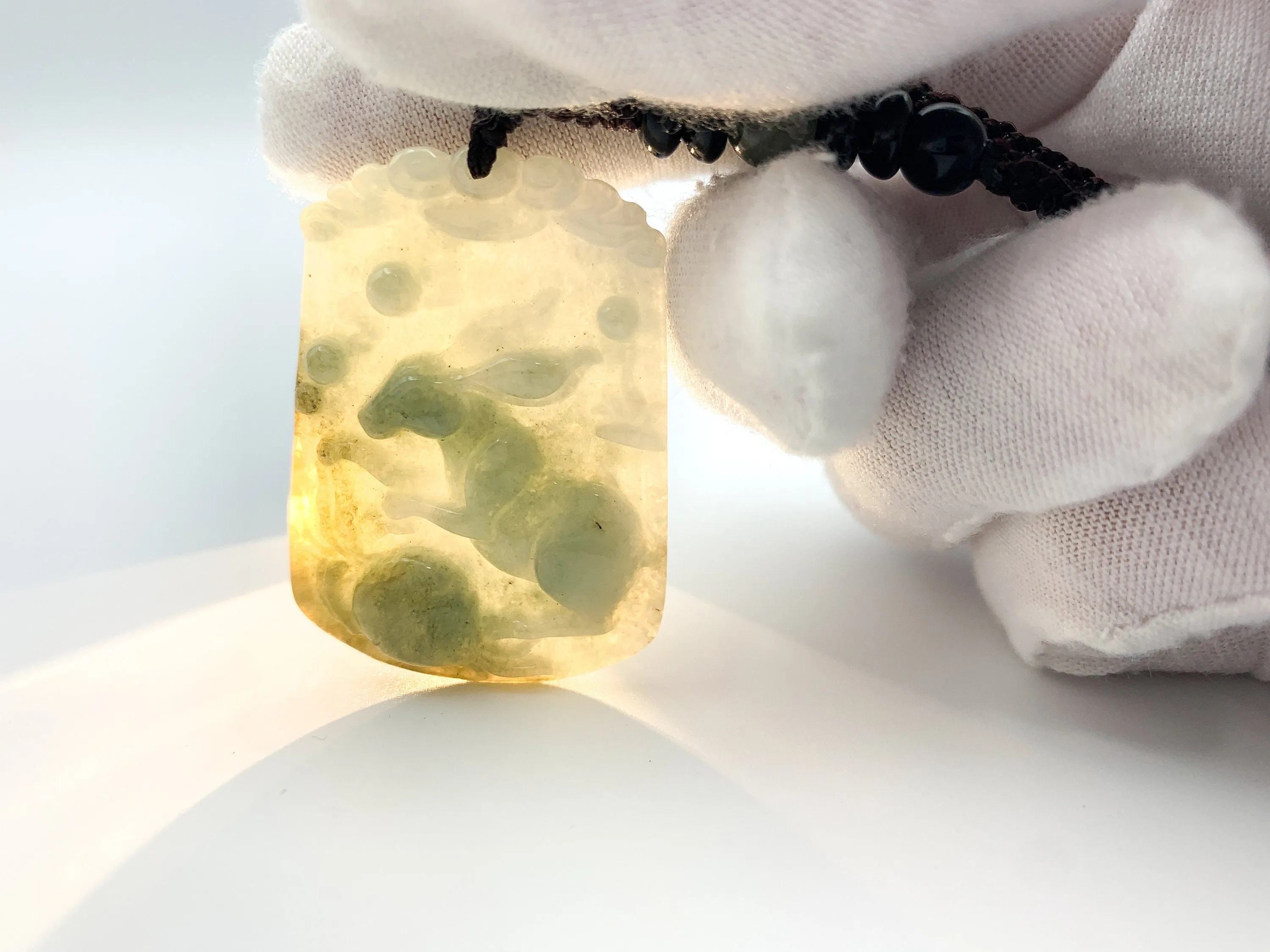 Jadeite Jade Rabbit Chinese Zodiac Carved Pendant Necklace, YW-0321-1646162277