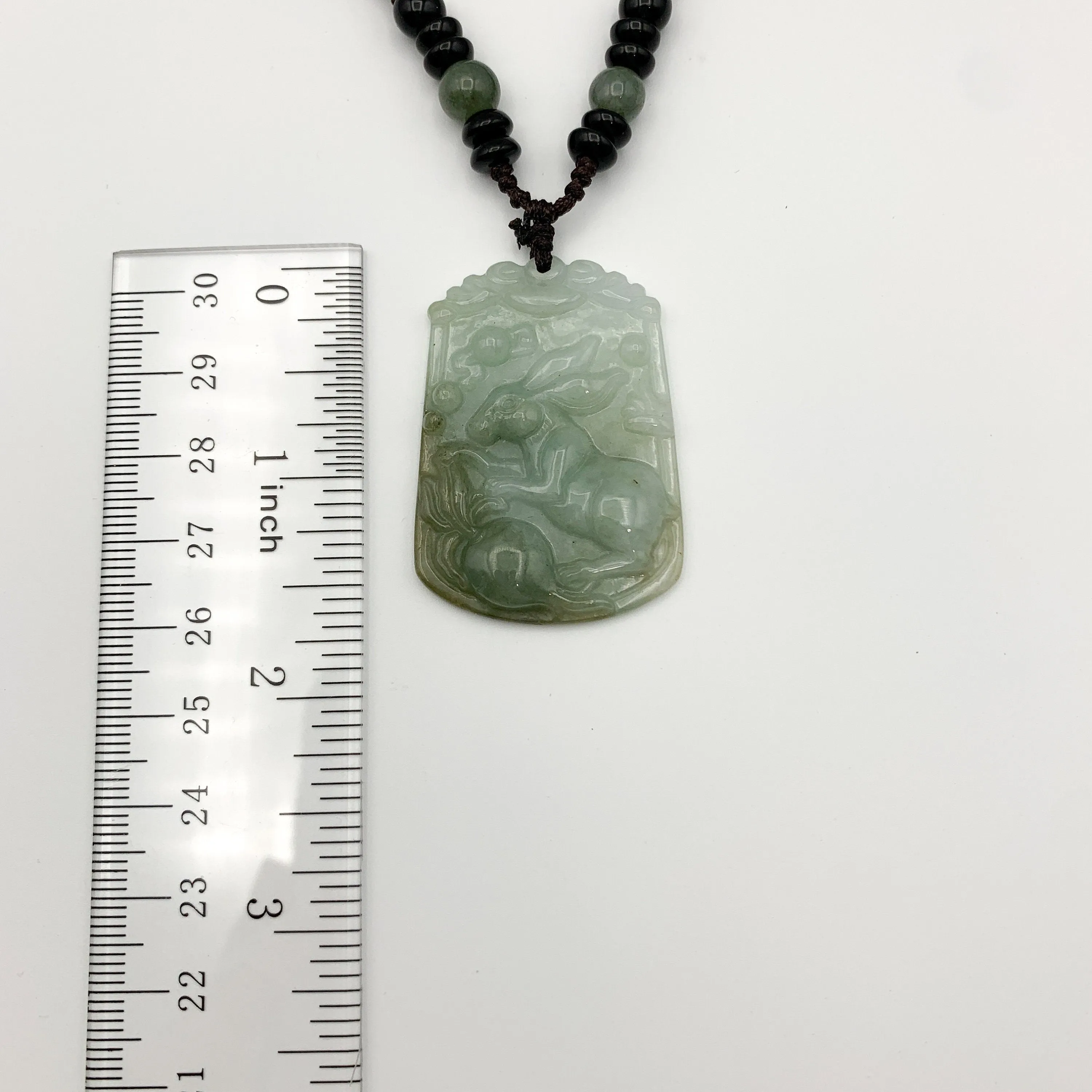 Jadeite Jade Rabbit Chinese Zodiac Carved Pendant Necklace, YW-0321-1646162277