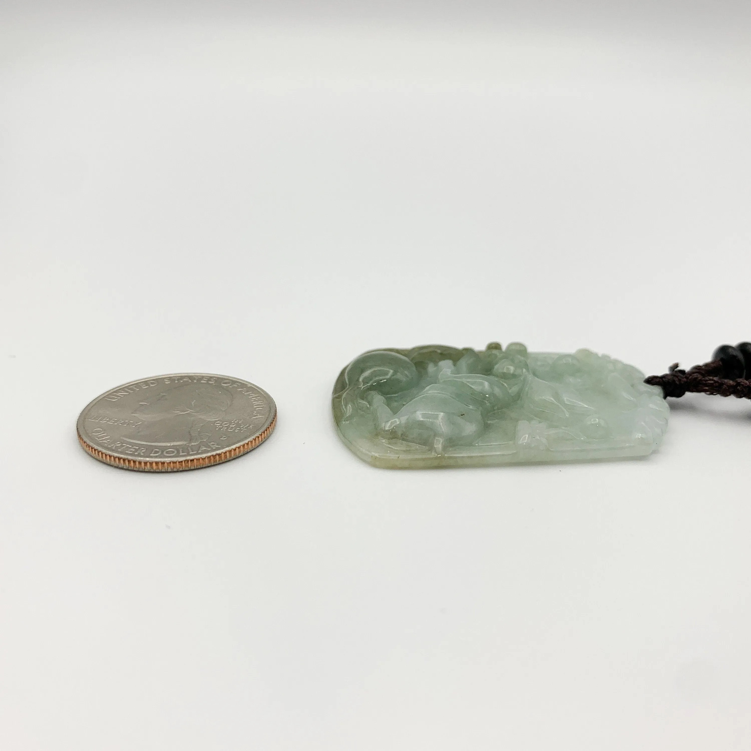 Jadeite Jade Rabbit Chinese Zodiac Carved Pendant Necklace, YW-0321-1646162277