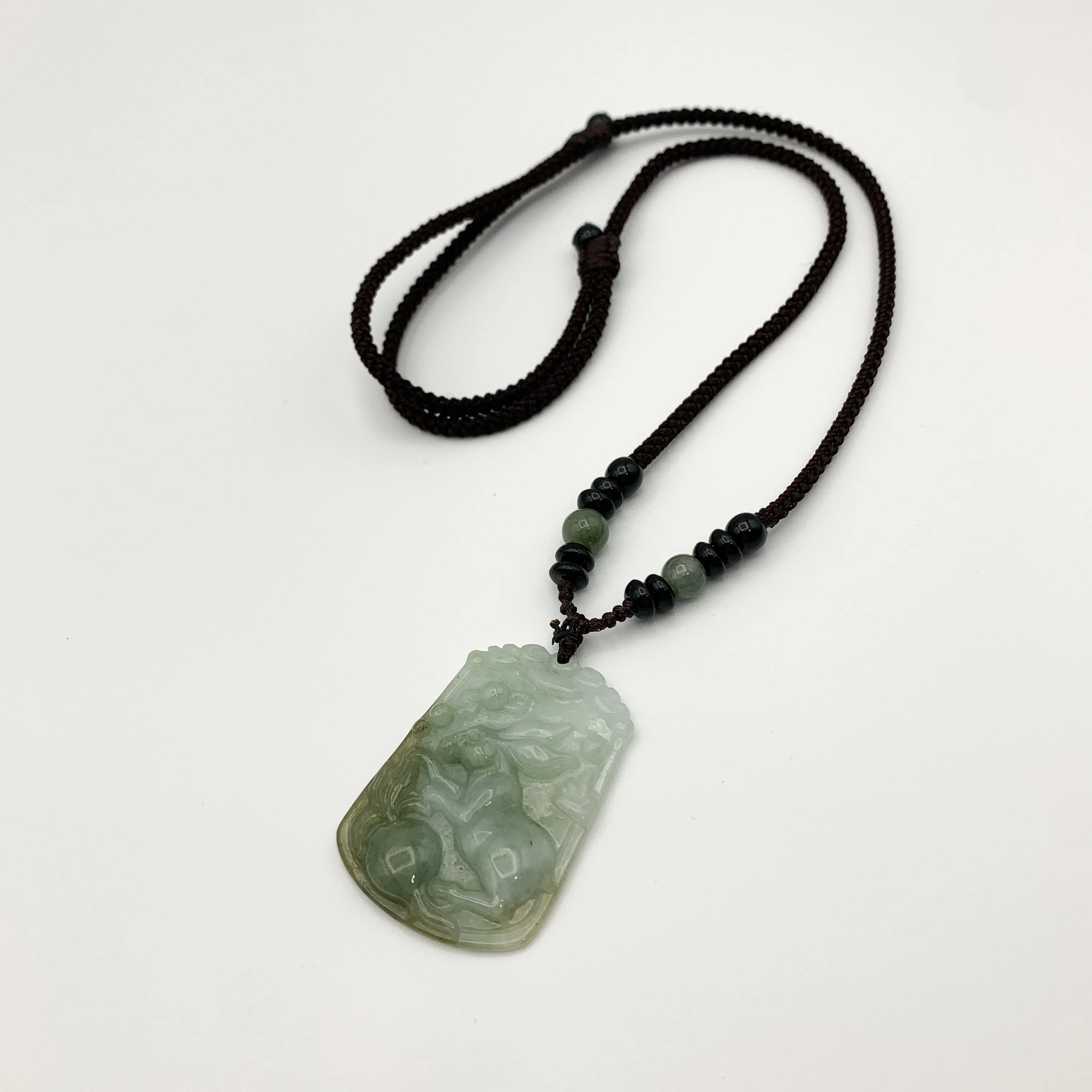 Jadeite Jade Rabbit Chinese Zodiac Carved Pendant Necklace, YW-0321-1646162277