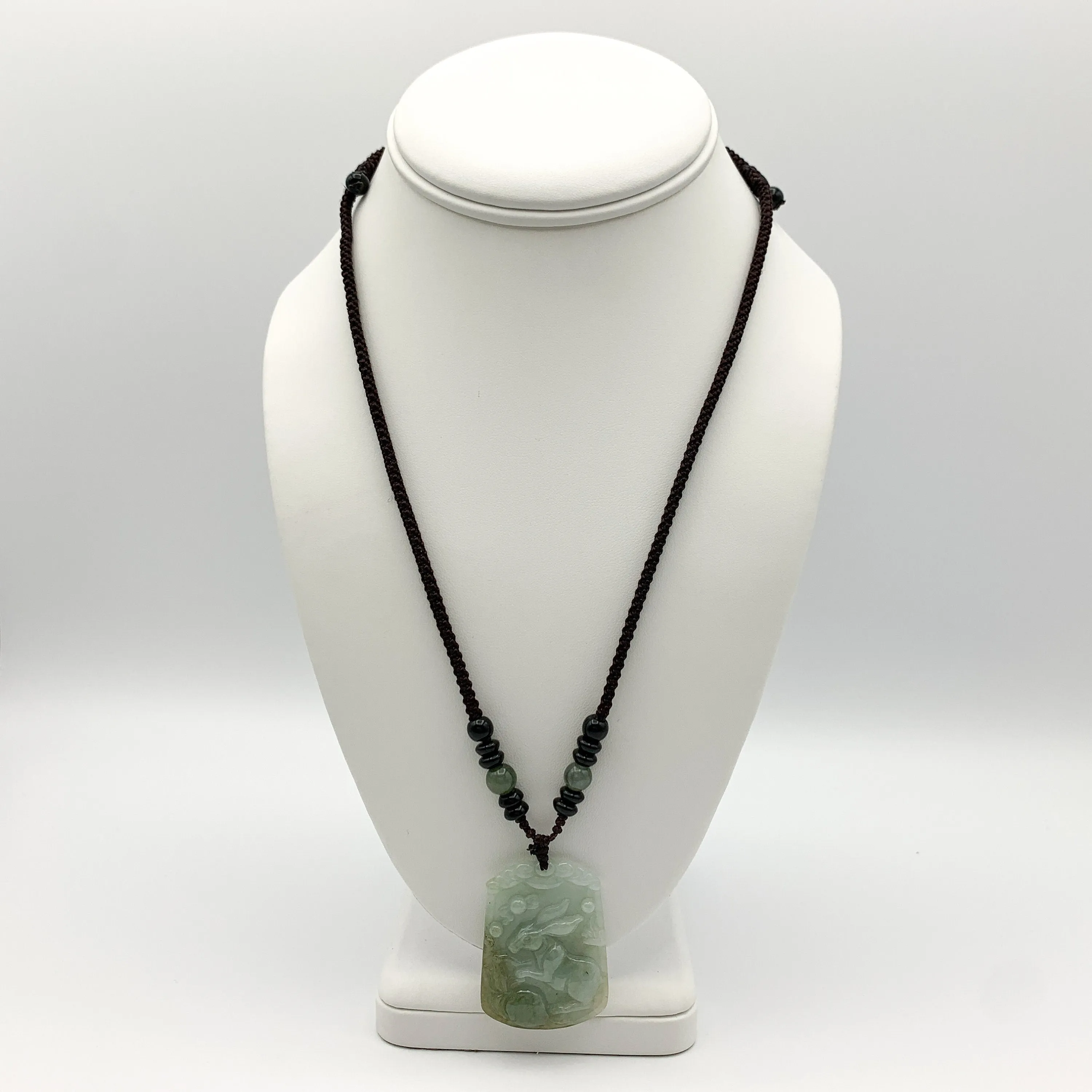 Jadeite Jade Rabbit Chinese Zodiac Carved Pendant Necklace, YW-0321-1646162277