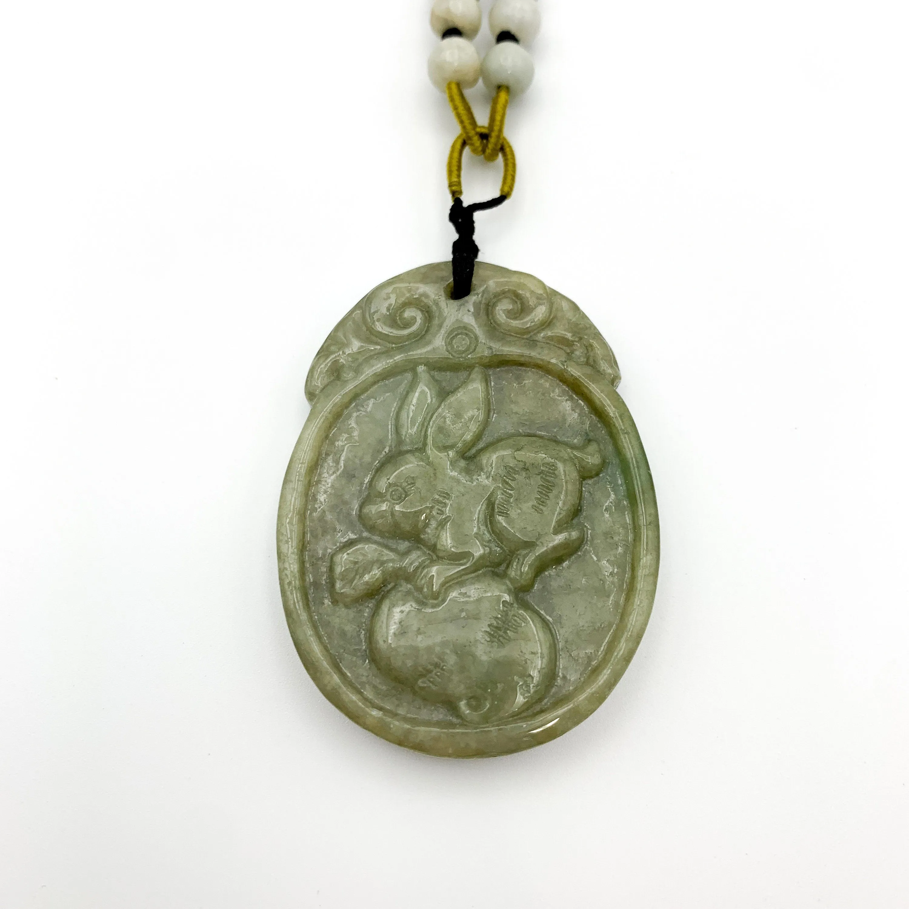 Jadeite Jade Rabbit Chinese Zodiac Carved Pendant, YW-0110-1646675825