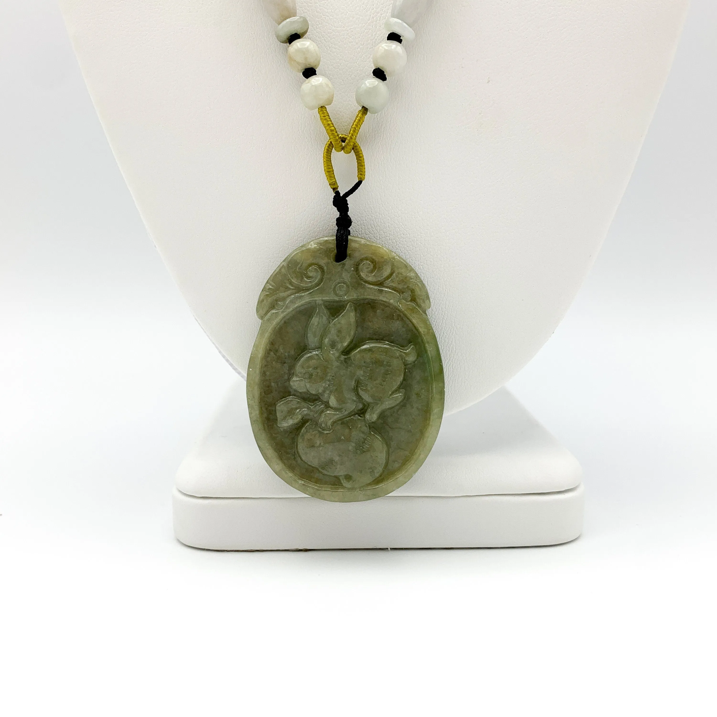 Jadeite Jade Rabbit Chinese Zodiac Carved Pendant, YW-0110-1646675825