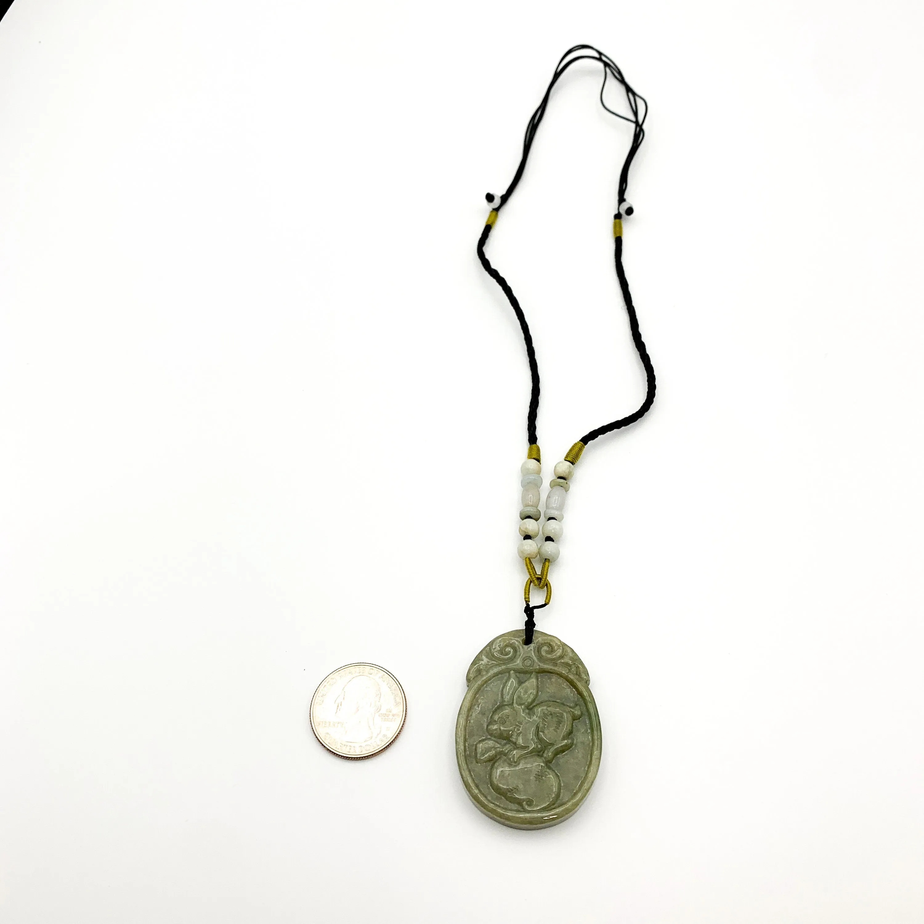 Jadeite Jade Rabbit Chinese Zodiac Carved Pendant, YW-0110-1646675825