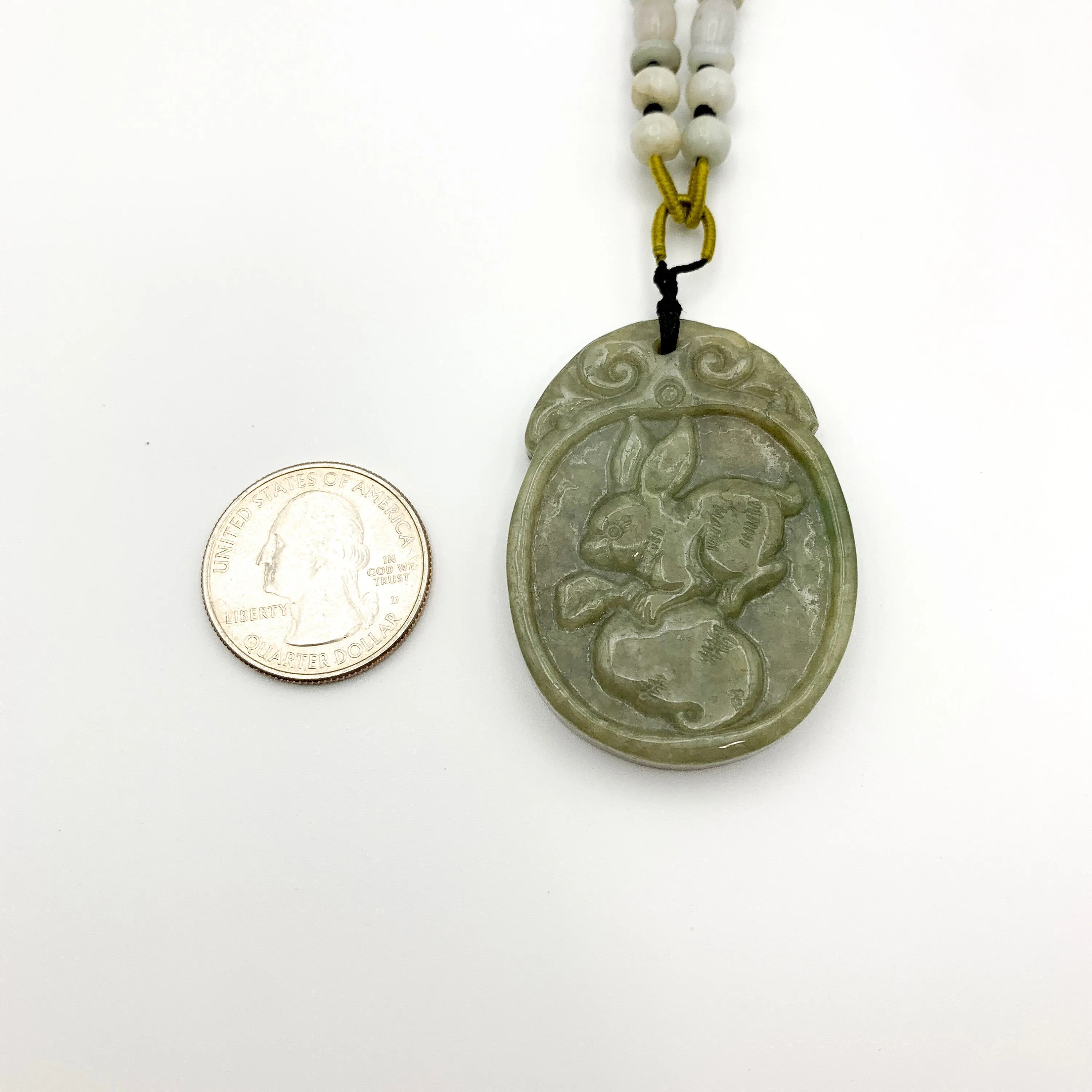 Jadeite Jade Rabbit Chinese Zodiac Carved Pendant, YW-0110-1646675825