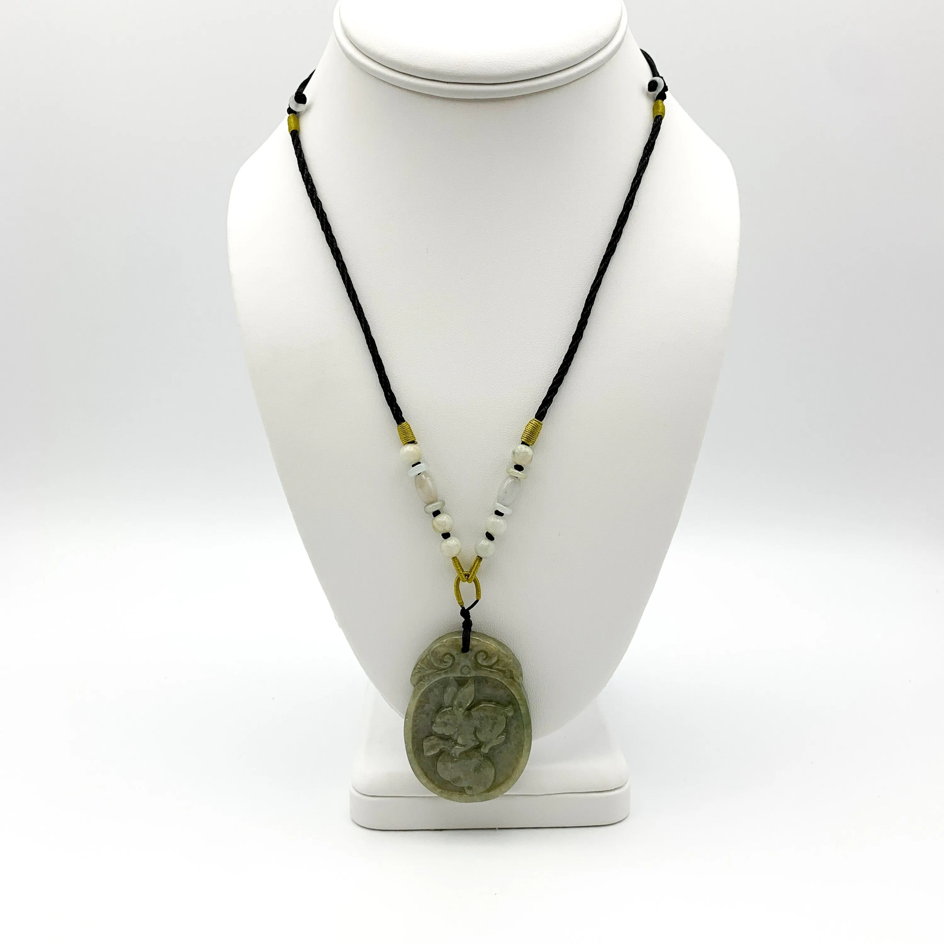 Jadeite Jade Rabbit Chinese Zodiac Carved Pendant, YW-0110-1646675825